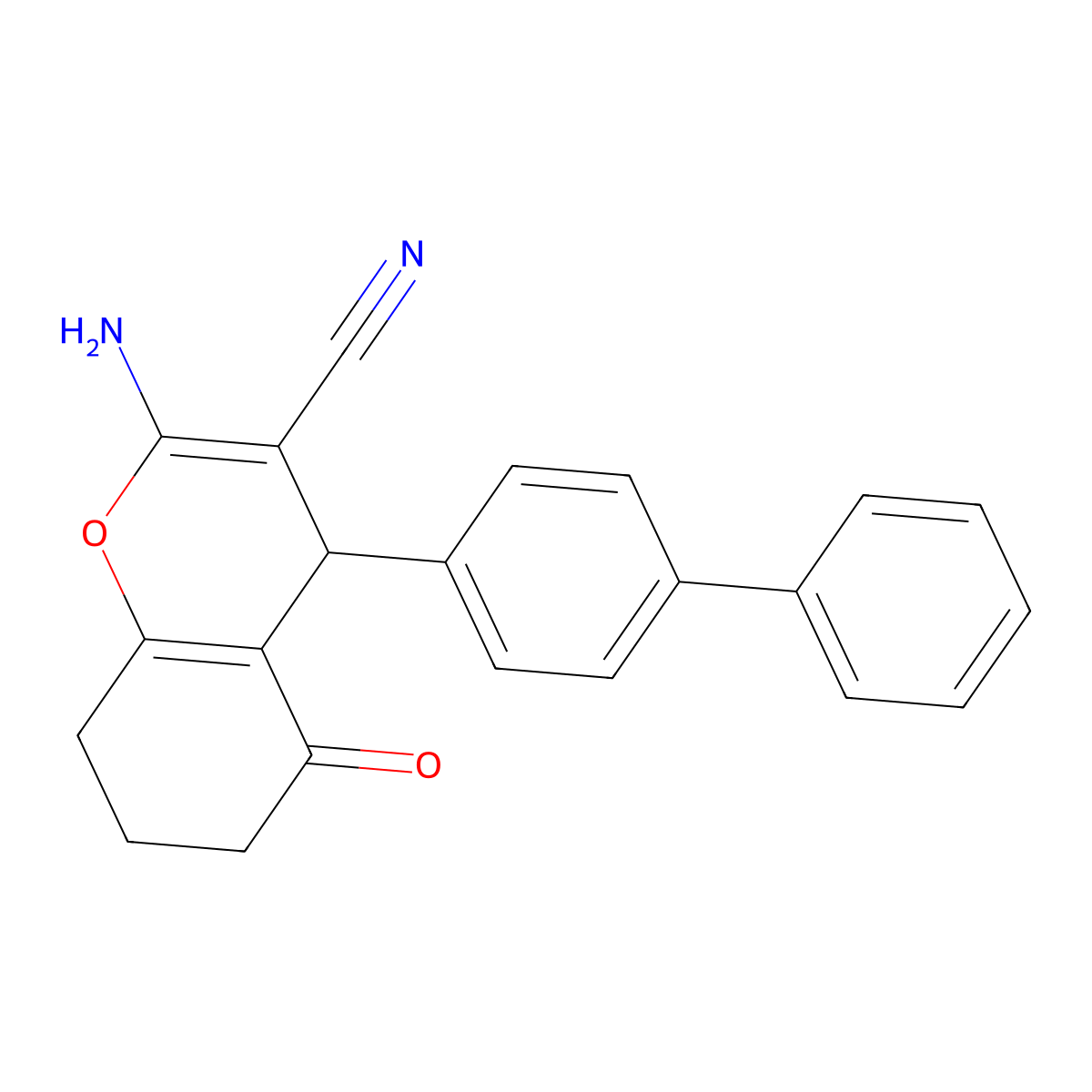 4-([1,1'-Biphenyl]-4-yl)-2-amino-5-oxo-5,6,7,8-tetrahydro-4H-chromene-3-carbonitrile molecular structure, CAS 337496-54-5