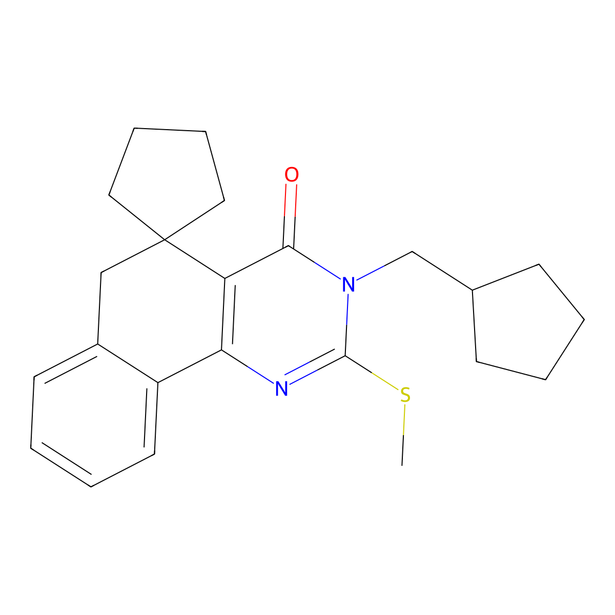 3-(cyclopentylmethyl)-2-(methylsulfanyl)-3H-spiro[benzo[h]quinazoline-5,1'-cyclopentan]-4(6H)-one molecular structure, CAS 337496-63-6