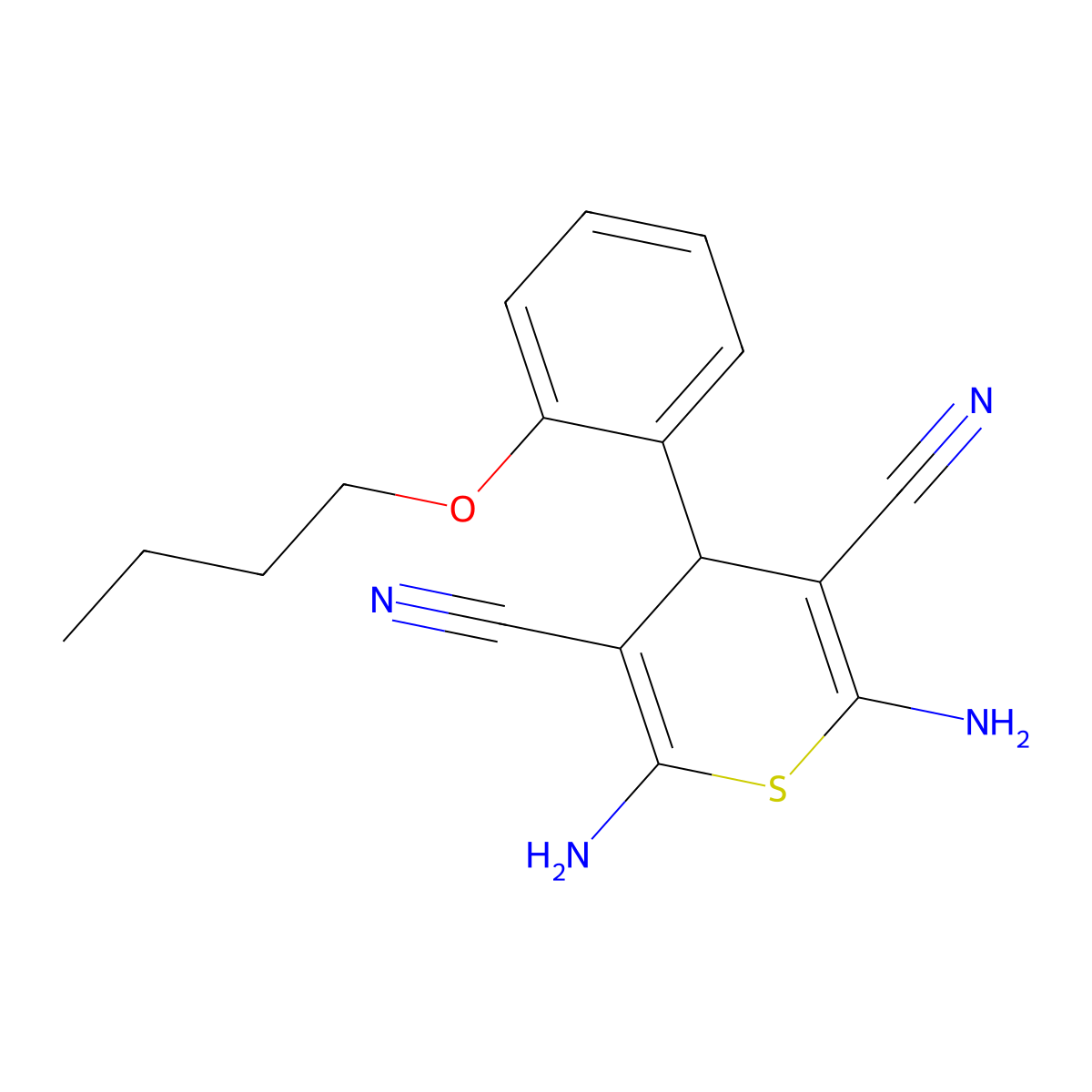 2,6-diamino-4-(2-butoxyphenyl)-4H-thiopyran-3,5-dicarbonitrile molecular structure, CAS 337496-64-7
