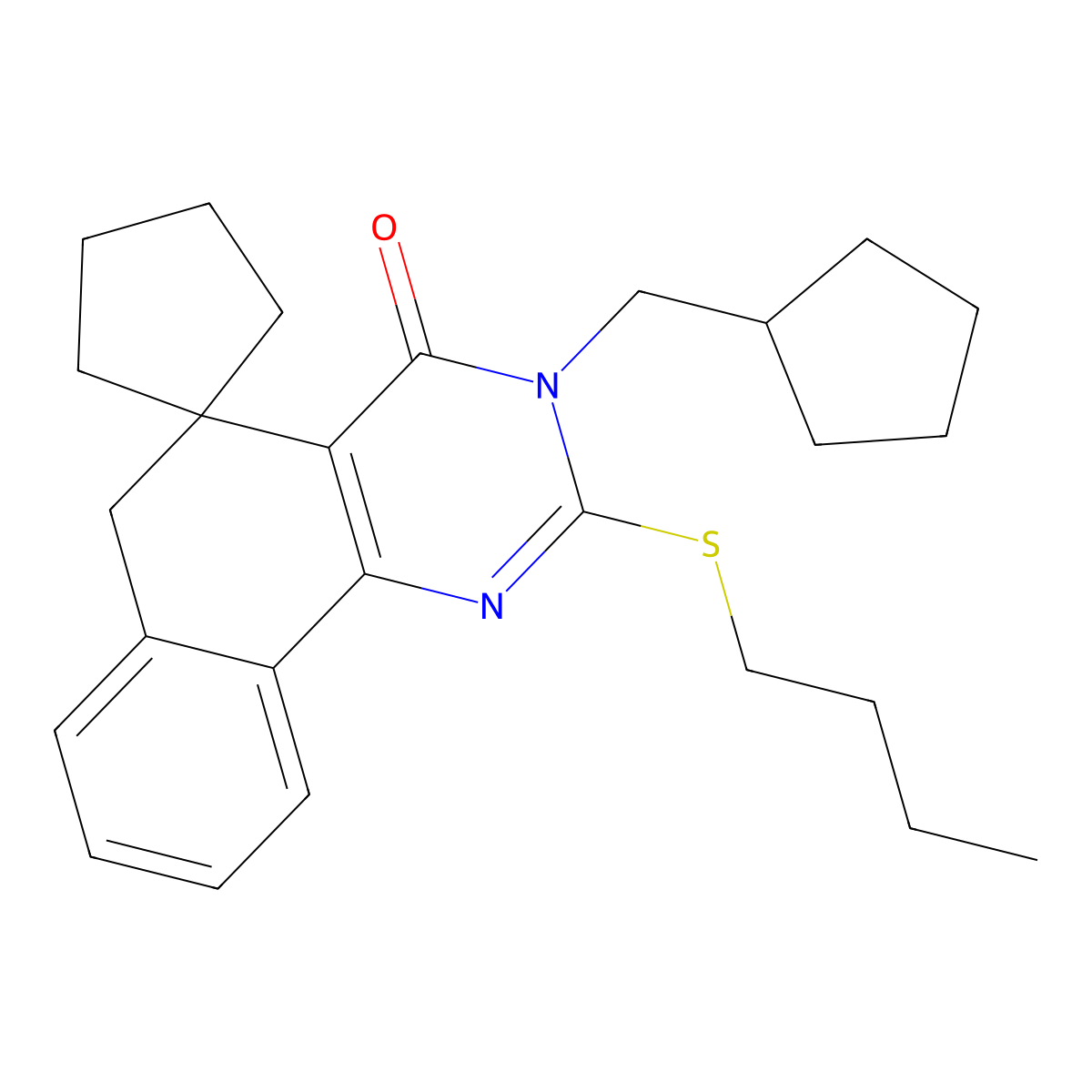 2-butylsulfanyl-3-(cyclopentylmethyl)spiro[6H-benzo[h]quinazoline-5,1'-cyclopentane]-4-one molecular structure, CAS 337496-66-9