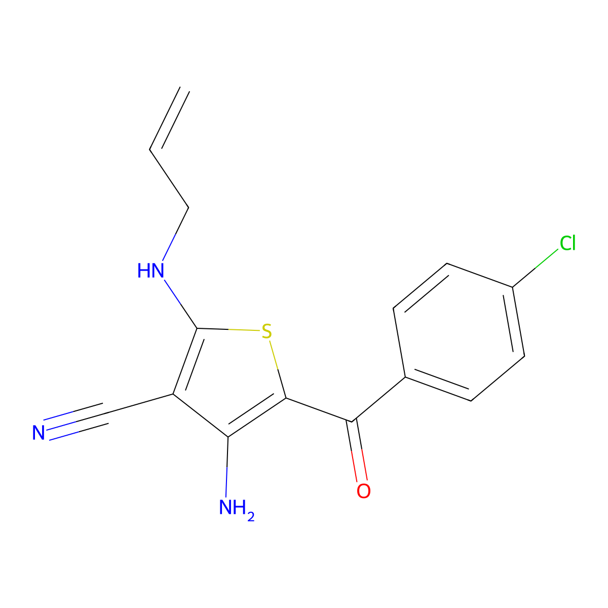 2-(Allylamino)-4-amino-5-(4-chlorobenzoyl)thiophene-3-carbonitrile molecular structure, CAS 337496-67-0