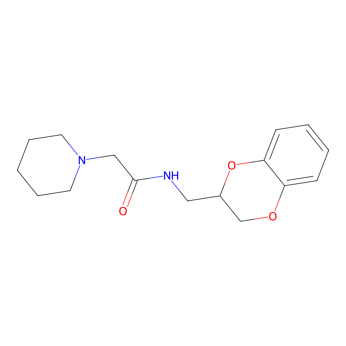 N-(2,3-dihydro-1,4-benzodioxin-3-ylmethyl)-2-piperidin-1-ylacetamide molecular structure, CAS 337497-00-4