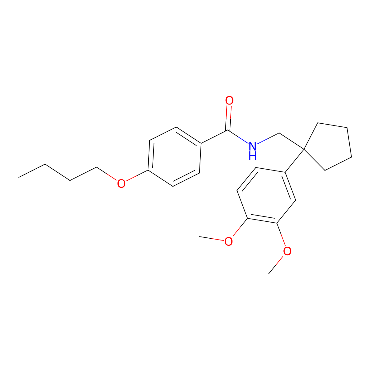 4-butoxy-N-[[1-(3,4-dimethoxyphenyl)cyclopentyl]methyl]benzamide molecular structure, CAS 337497-10-6