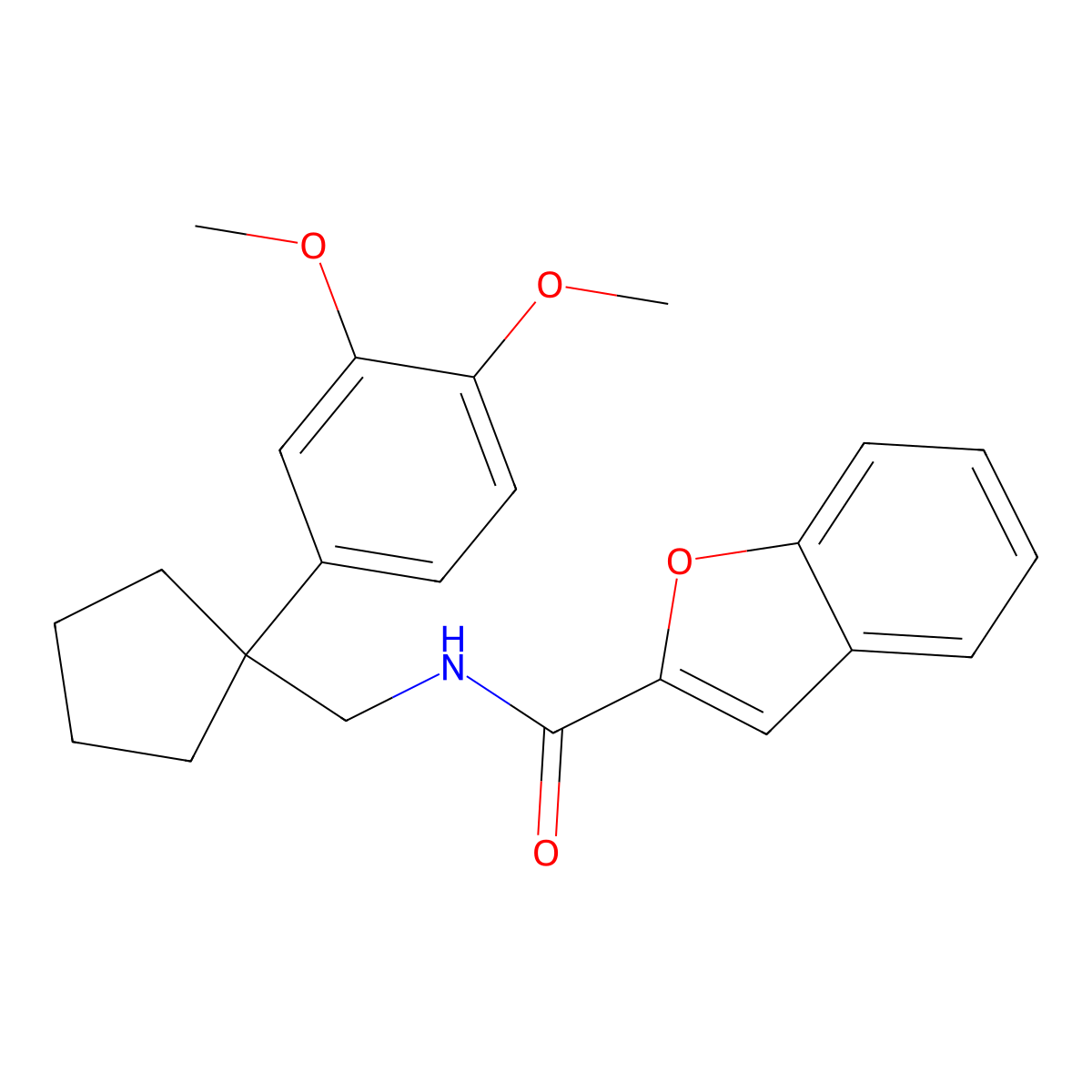 N-{[1-(3,4-dimethoxyphenyl)cyclopentyl]methyl}-1-benzofuran-2-carboxamide molecular structure, CAS 337497-45-7