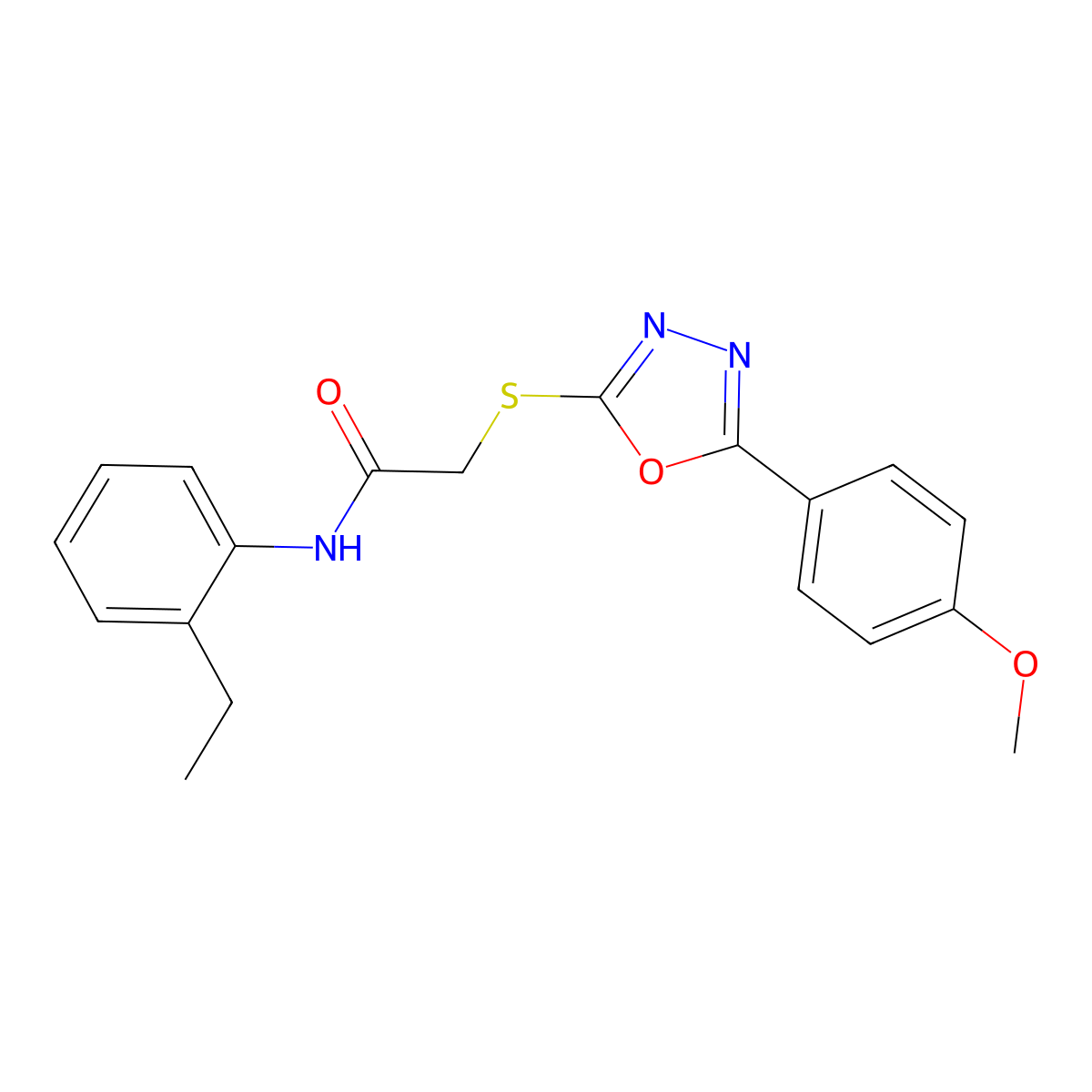 N-(2-ethylphenyl)-2-[[5-(4-methoxyphenyl)-1,3,4-oxadiazol-2-yl]sulfanyl]acetamide molecular structure, CAS 337498-39-2