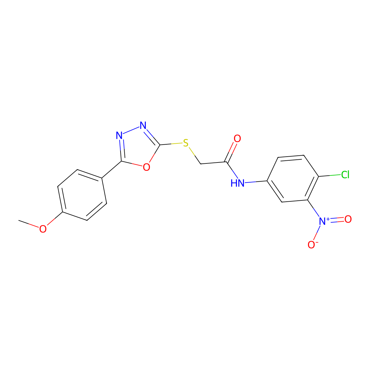 N-(4-Chloro-3-nitrophenyl)-2-((5-(4-methoxyphenyl)-1,3,4-oxadiazol-2-yl)thio)acetamide molecular structure, CAS 337498-47-2