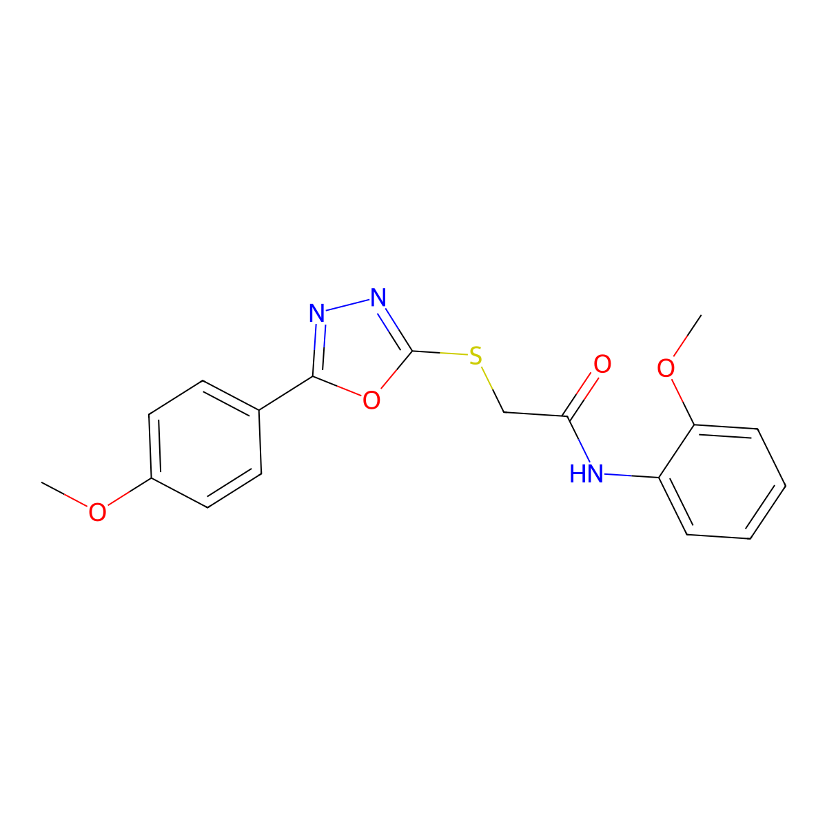 N-(2-methoxyphenyl)-2-{[5-(4-methoxyphenyl)-1,3,4-oxadiazol-2-yl]sulfanyl}acetamide molecular structure, CAS 337498-63-2