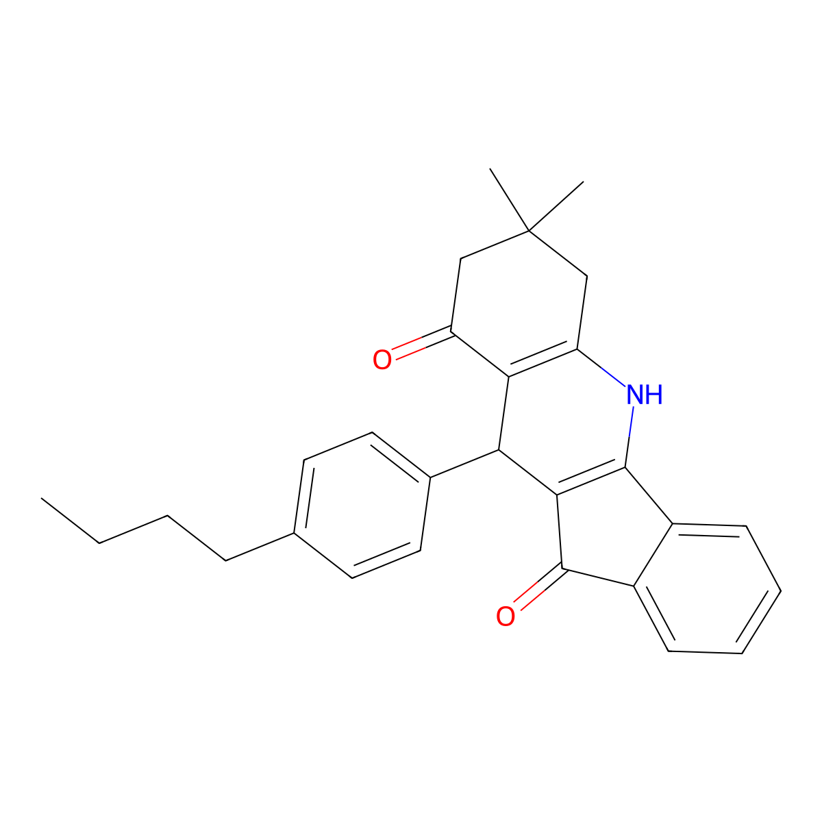 10-(4-butylphenyl)-7,7-dimethyl-6,7,8,10-tetrahydro-5H-indeno[1,2-b]quinoline-9,11-dione molecular structure, CAS 337499-04-4