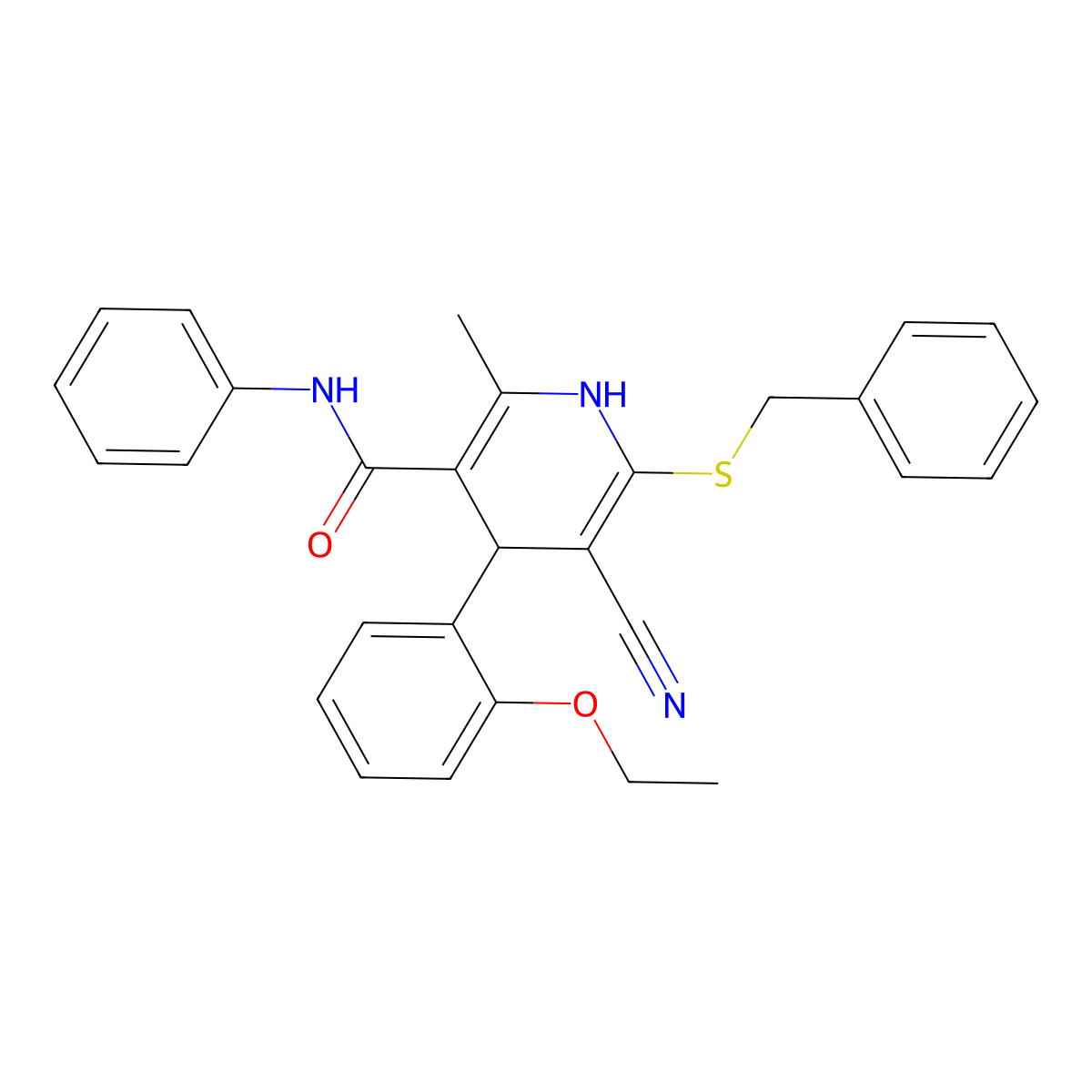 6-(benzylsulfanyl)-5-cyano-4-(2-ethoxyphenyl)-2-methyl-N-phenyl-1,4-dihydropyridine-3-carboxamide molecular structure, CAS 337499-45-3