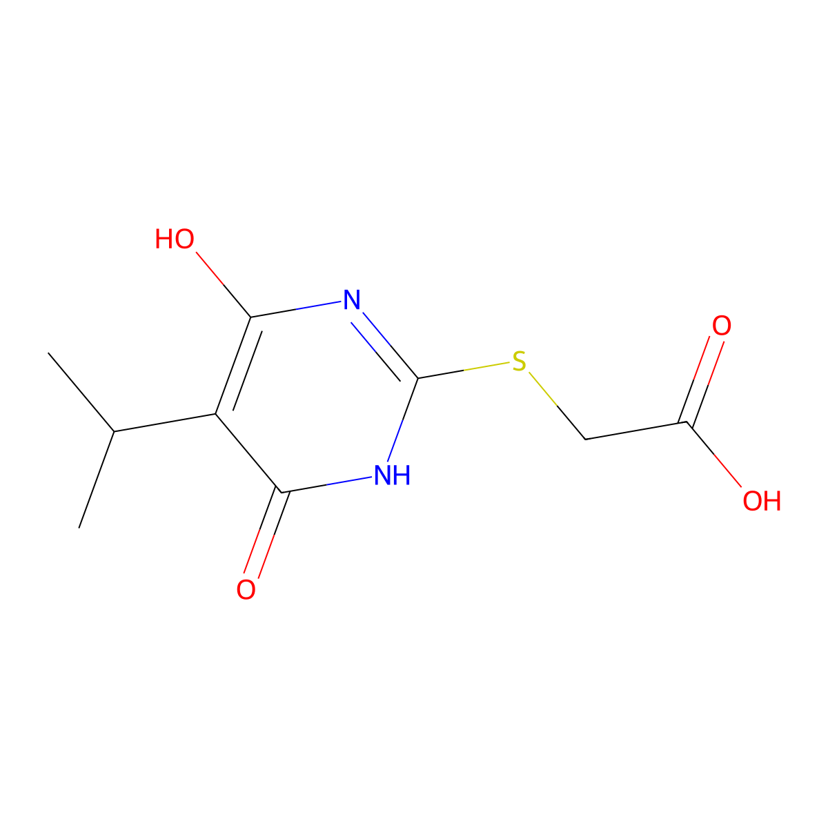 (4-Hydroxy-5-isopropyl-6-oxo-1,6-dihydro-pyrimidin-2-ylsulfanyl)-acetic acid molecular structure, CAS 337499-85-1