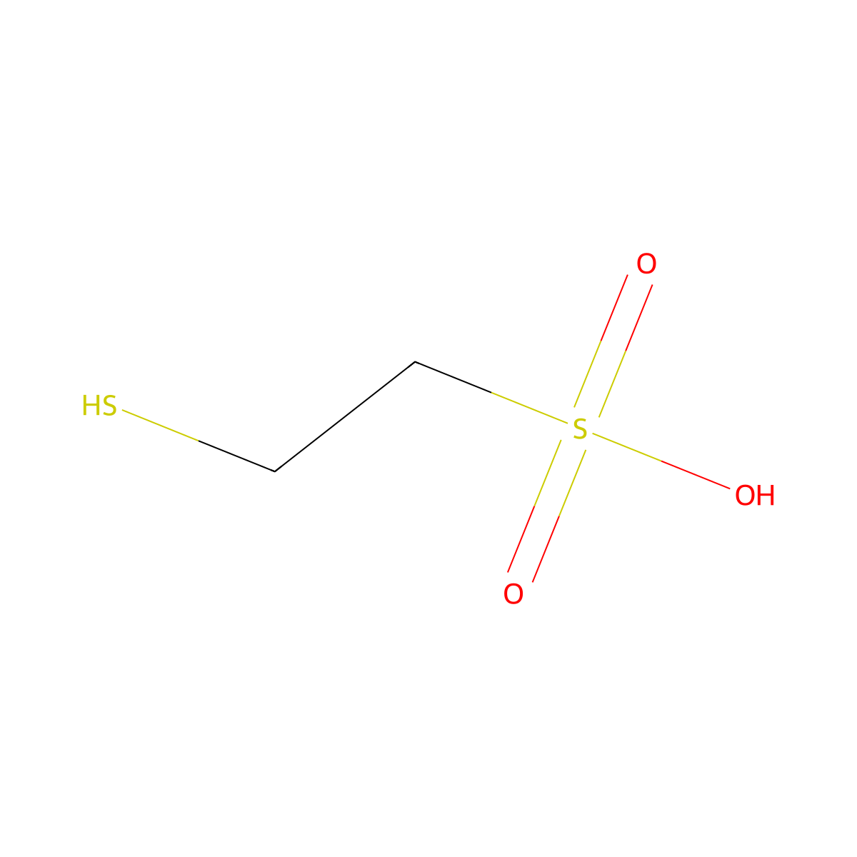 Mercaptoethanesulfonic acid molecular structure, CAS 3375-50-6