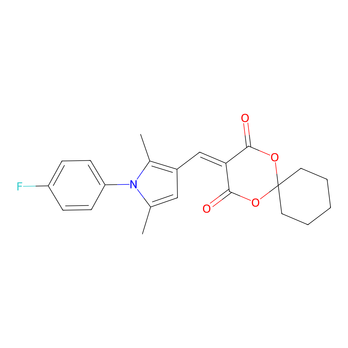 3-{[1-(4-fluorophenyl)-2,5-dimethyl-1H-pyrrol-3-yl]methylene}-1,5-dioxaspiro[5.5]undecane-2,4-dione molecular structure, CAS 337500-67-1