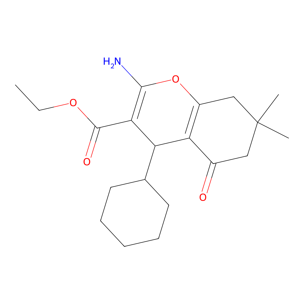 ethyl 2-amino-4-cyclohexyl-7,7-dimethyl-5-oxo-5,6,7,8-tetrahydro-4H-chromene-3-carboxylate molecular structure, CAS 337500-68-2