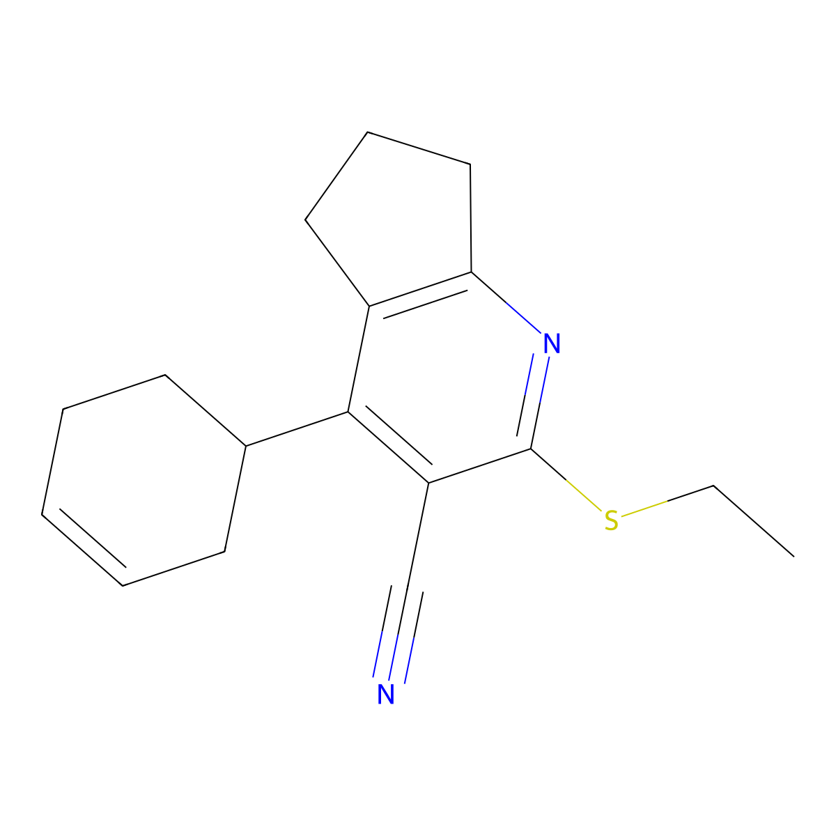 4-(cyclohex-3-en-1-yl)-2-(ethylthio)-6,7-dihydro-5H-cyclopenta[b]pyridine-3-carbonitrile molecular structure, CAS 337500-95-5