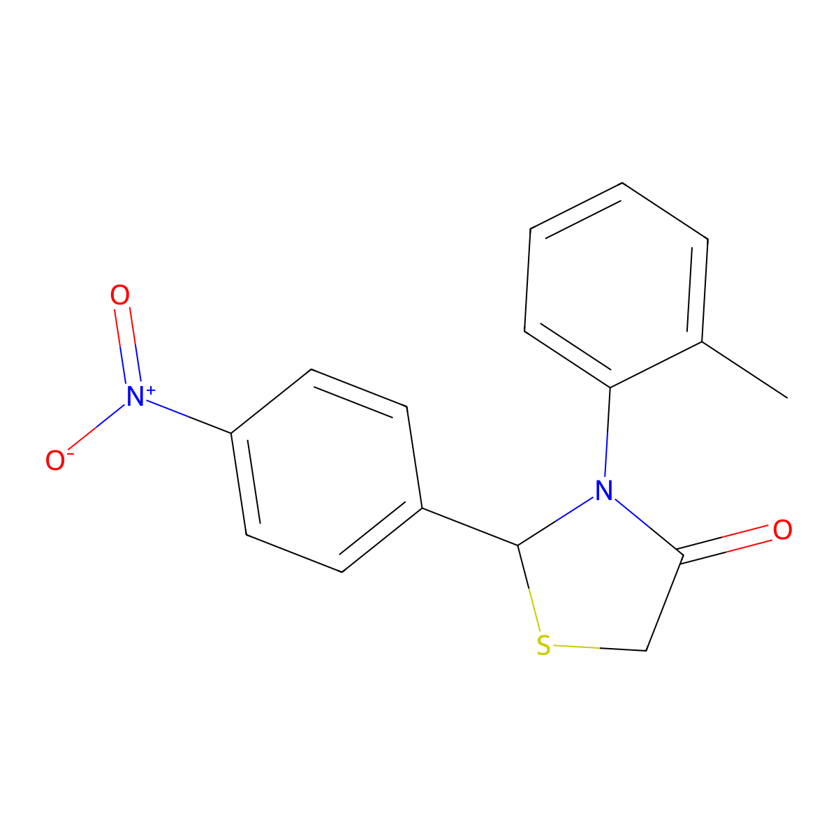 2-{4-Nitrophenyl}-3-(2-methylphenyl)-1,3-thiazolidin-4-one molecular structure, CAS 337501-26-5