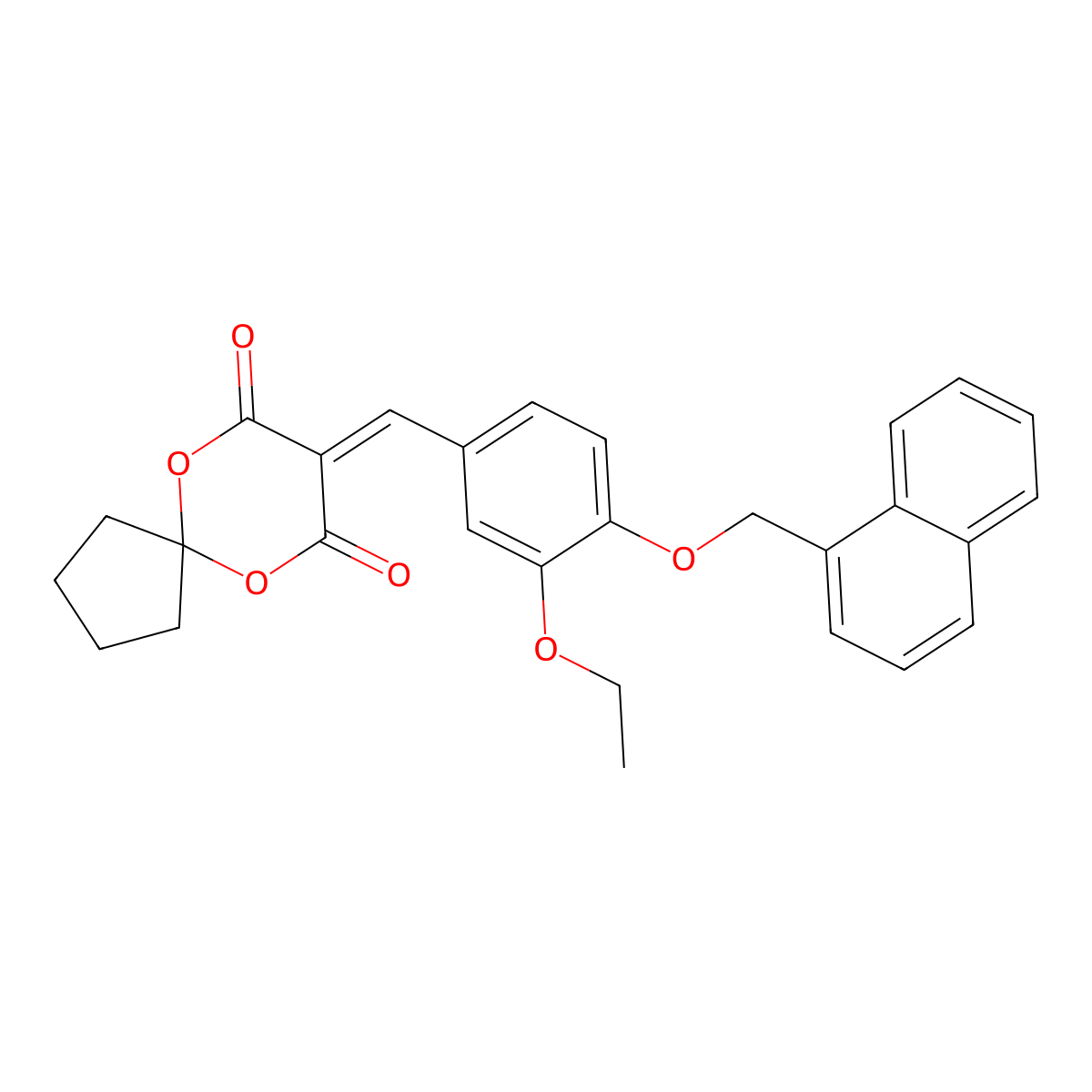 8-({3-(Ethyloxy)-4-[(naphthalen-1-ylmethyl)oxy]phenyl}methylidene)-6,10-dioxaspiro[4.5]decane-7,9-dione molecular structure, CAS 337501-32-3