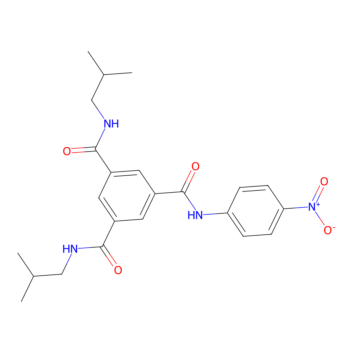 1-N,5-N-bis(2-methylpropyl)-3-N-(4-nitrophenyl)benzene-1,3,5-tricarboxamide molecular structure, CAS 337502-05-3
