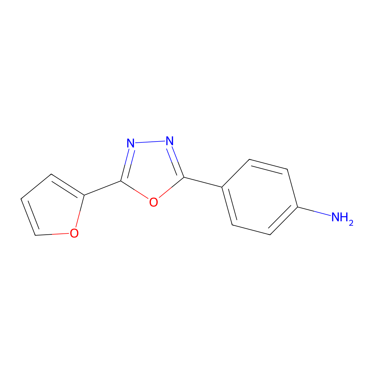 4-[5-(2-Furyl)-1,3,4-oxadiazol-2-YL]aniline molecular structure, CAS 337502-10-0