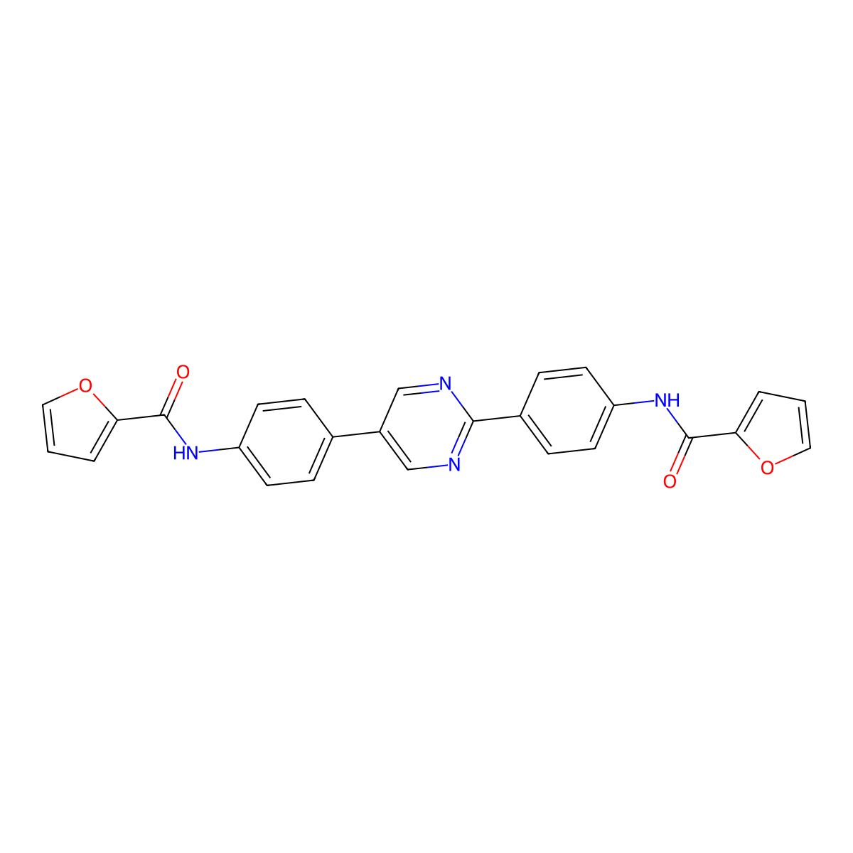 N-[4-[2-[4-(furan-2-carbonylamino)phenyl]pyrimidin-5-yl]phenyl]furan-2-carboxamide molecular structure, CAS 337502-27-9