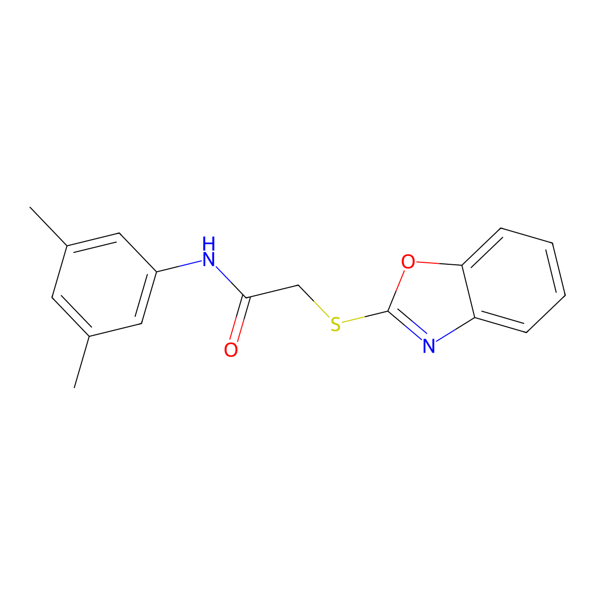 2-(1,3-benzoxazol-2-ylsulfanyl)-N-(3,5-dimethylphenyl)acetamide molecular structure, CAS 337502-80-4