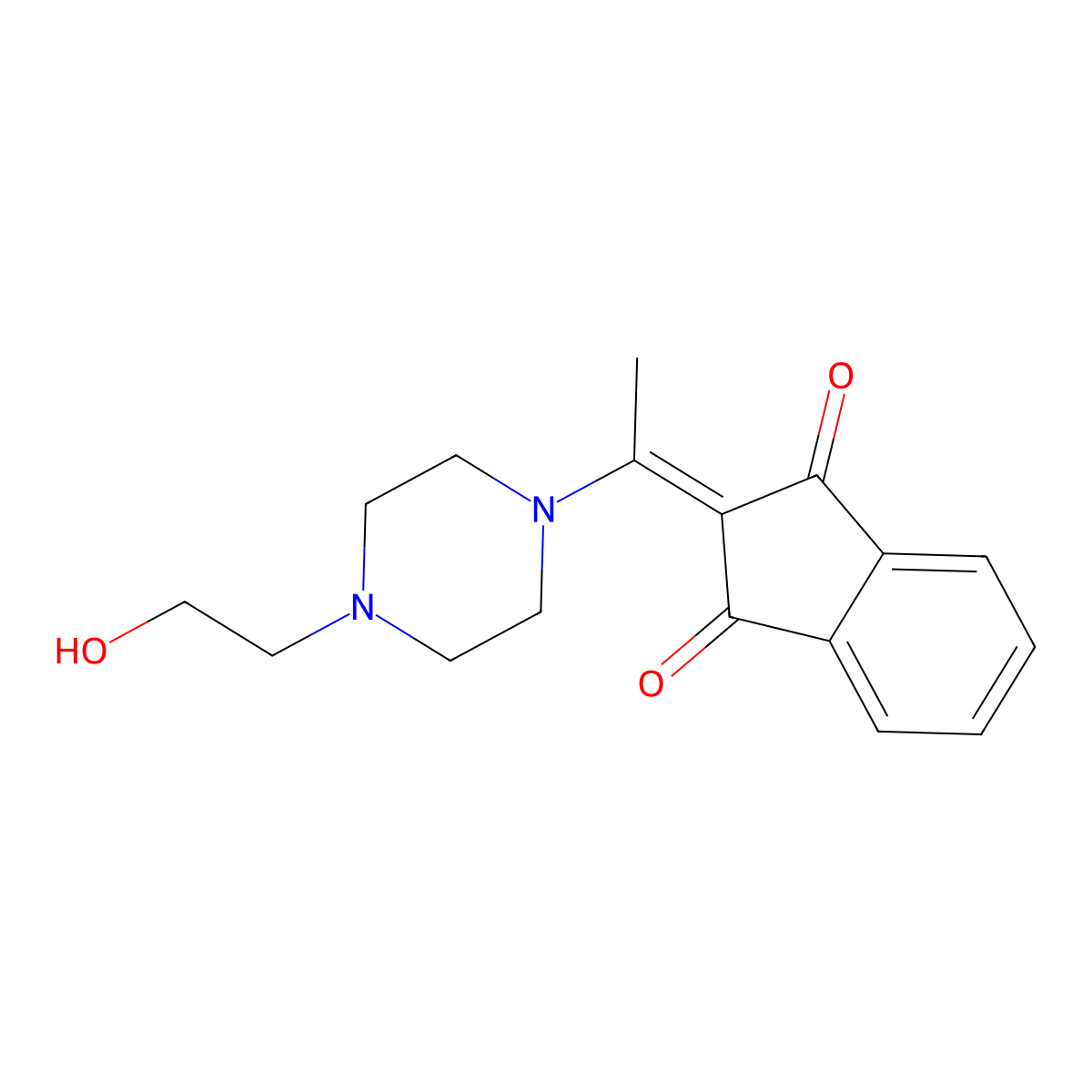 2-{1-[4-(2-hydroxyethyl)-1-piperazinyl]ethylidene}-1H-indene-1,3(2H)-dione molecular structure, CAS 337502-94-0
