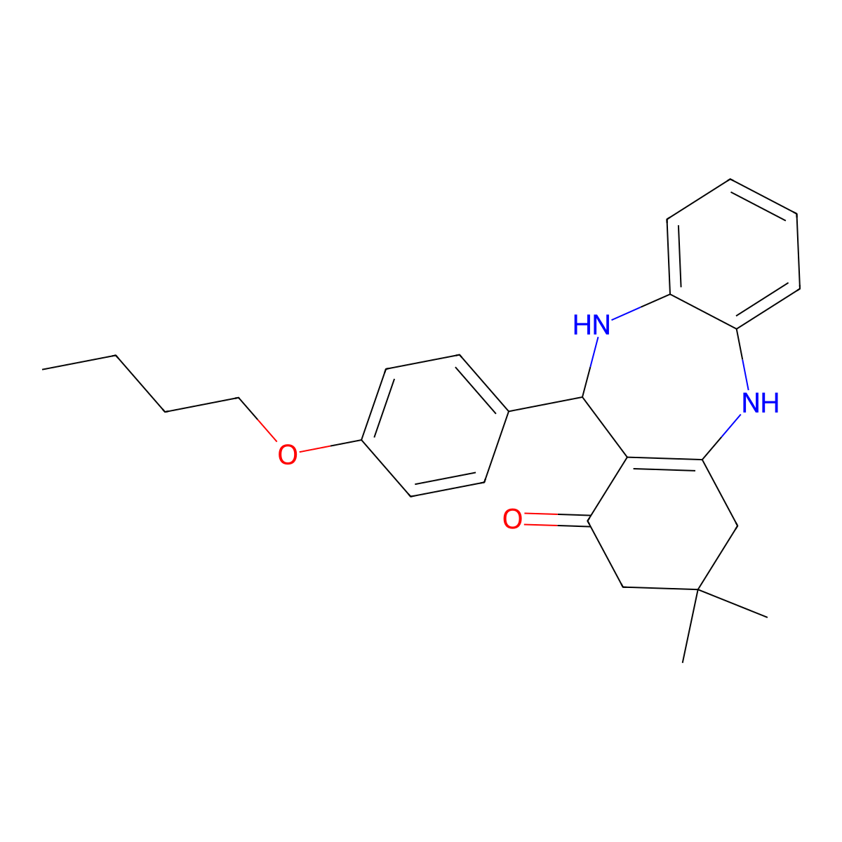 11-(4-butoxyphenyl)-3,3-dimethyl-2,3,4,5,10,11-hexahydro-1H-dibenzo[b,e][1,4]diazepin-1-one molecular structure, CAS 337503-01-2