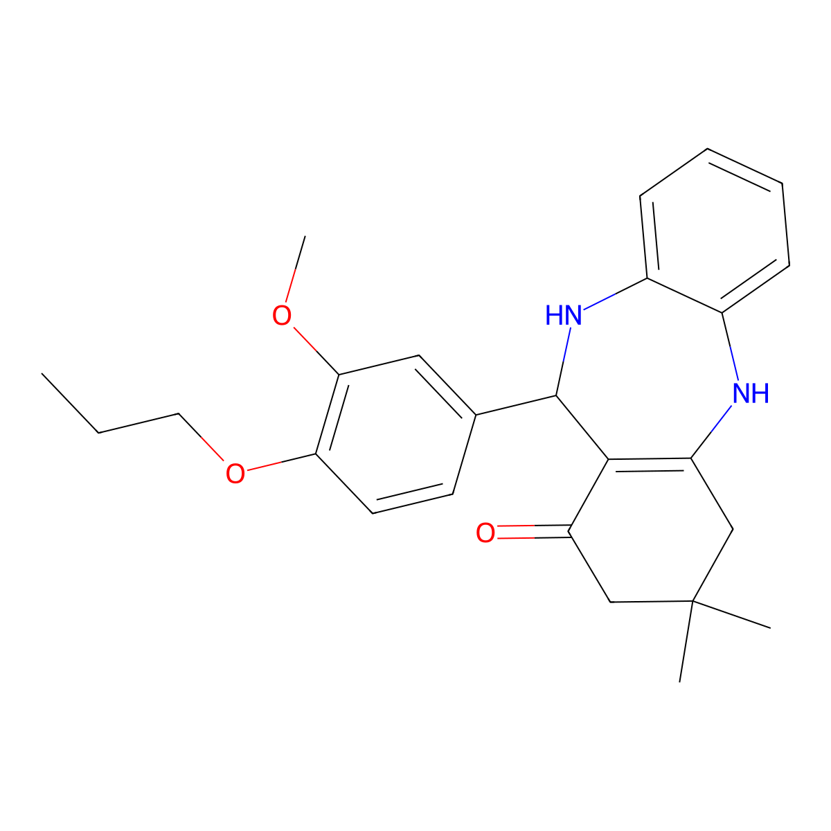 11-(3-methoxy-4-propoxyphenyl)-3,3-dimethyl-2,3,4,5,10,11-hexahydro-1H-dibenzo[b,e][1,4]diazepin-1-one molecular structure, CAS 337503-12-5