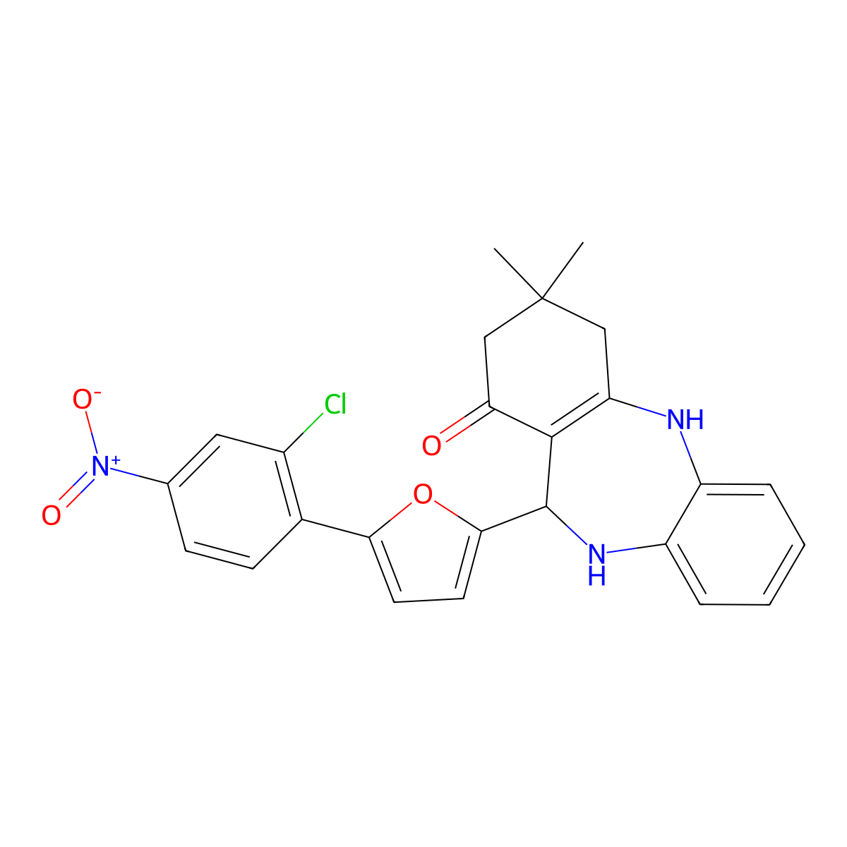 6-[5-(2-chloro-4-nitrophenyl)furan-2-yl]-9,9-dimethyl-6,8,10,11-tetrahydro-5H-benzo[b][1,4]benzodiazepin-7-one molecular structure, CAS 337503-16-9