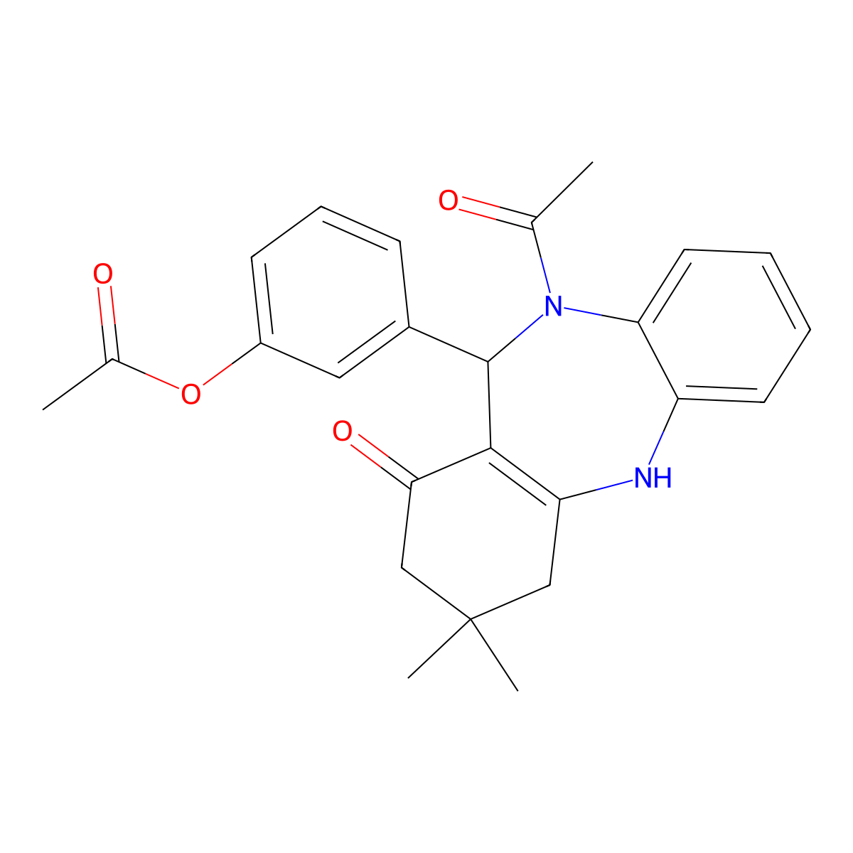 3-(10-acetyl-3,3-dimethyl-1-oxo-2,3,4,5,10,11-hexahydro-1H-dibenzo[b,e][1,4]diazepin-11-yl)phenyl acetate molecular structure, CAS 337503-26-1