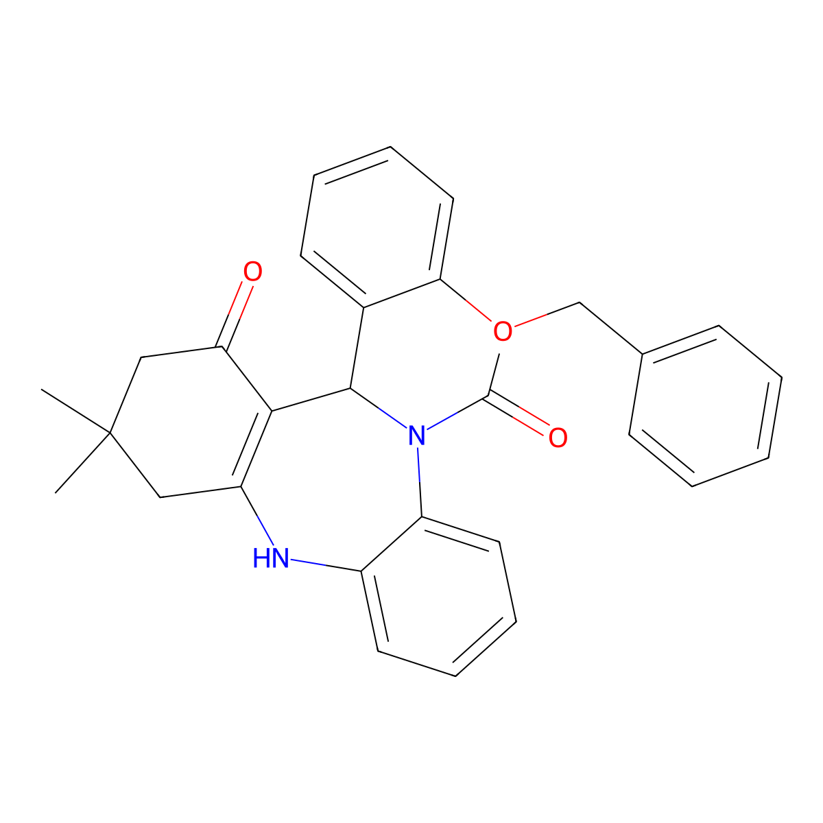 5-Acetyl-9,9-dimethyl-6-(2-phenylmethoxyphenyl)-6,8,10,11-tetrahydrobenzo[b][1,4]benzodiazepin-7-one molecular structure, CAS 337503-32-9