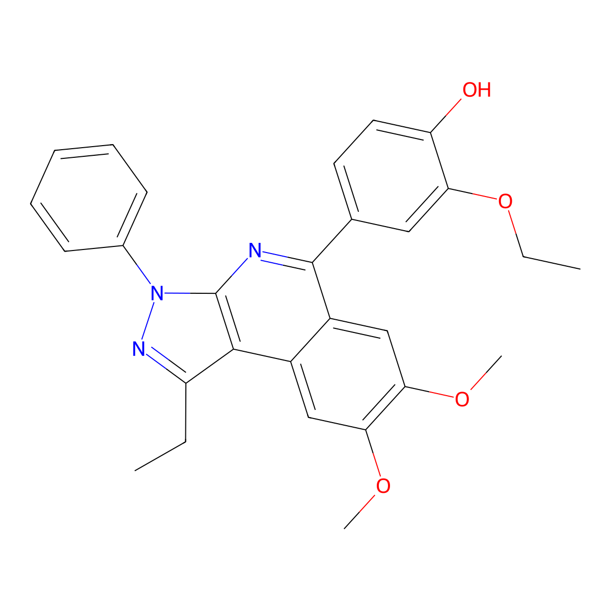 2-ethoxy-4-(1-ethyl-7,8-dimethoxy-3-phenyl-3H-pyrazolo[3,4-c]isoquinolin-5-yl)phenol molecular structure, CAS 337503-63-6