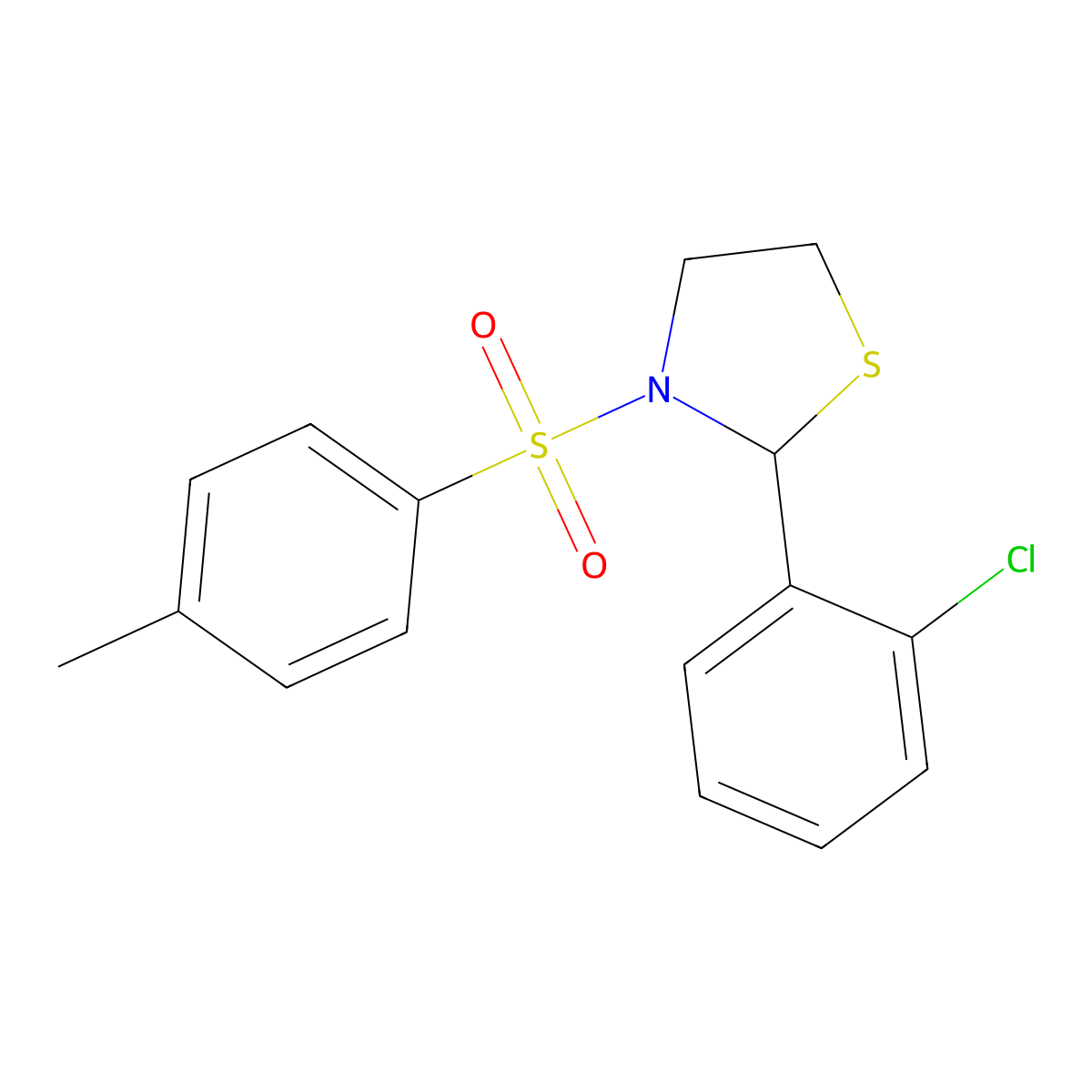 2-(2-Chlorophenyl)-3-[(4-methylphenyl)sulfonyl]thiazolidine molecular structure, CAS 337504-99-1