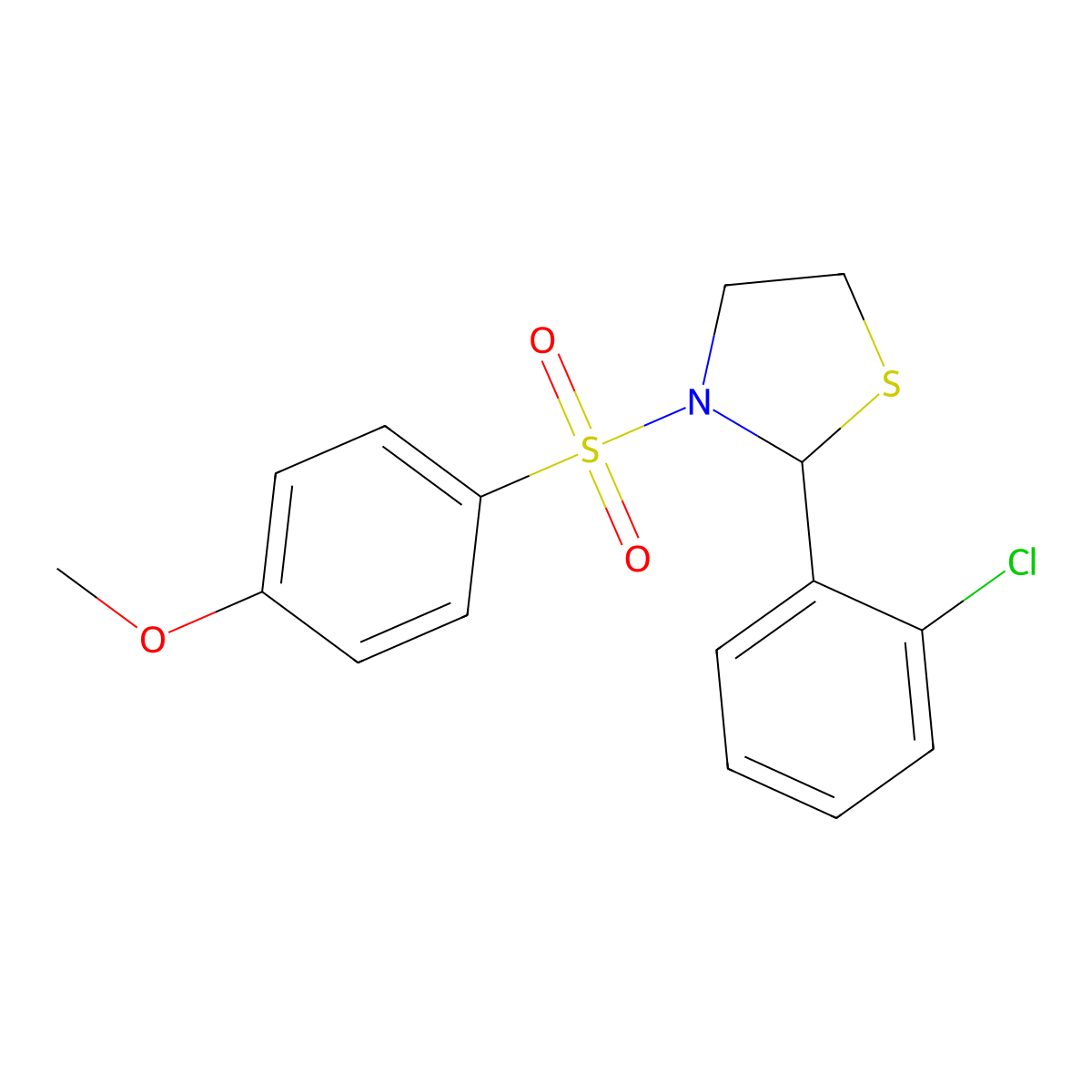 2-(2-Chlorophenyl)-3-((4-methoxyphenyl)sulfonyl)thiazolidine molecular structure, CAS 337505-00-7