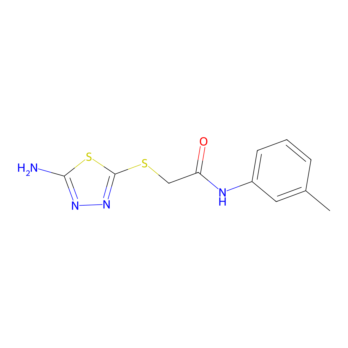 2-[(5-amino-1,3,4-thiadiazol-2-yl)thio]-N-(3-methylphenyl)acetamide molecular structure, CAS 337505-04-1