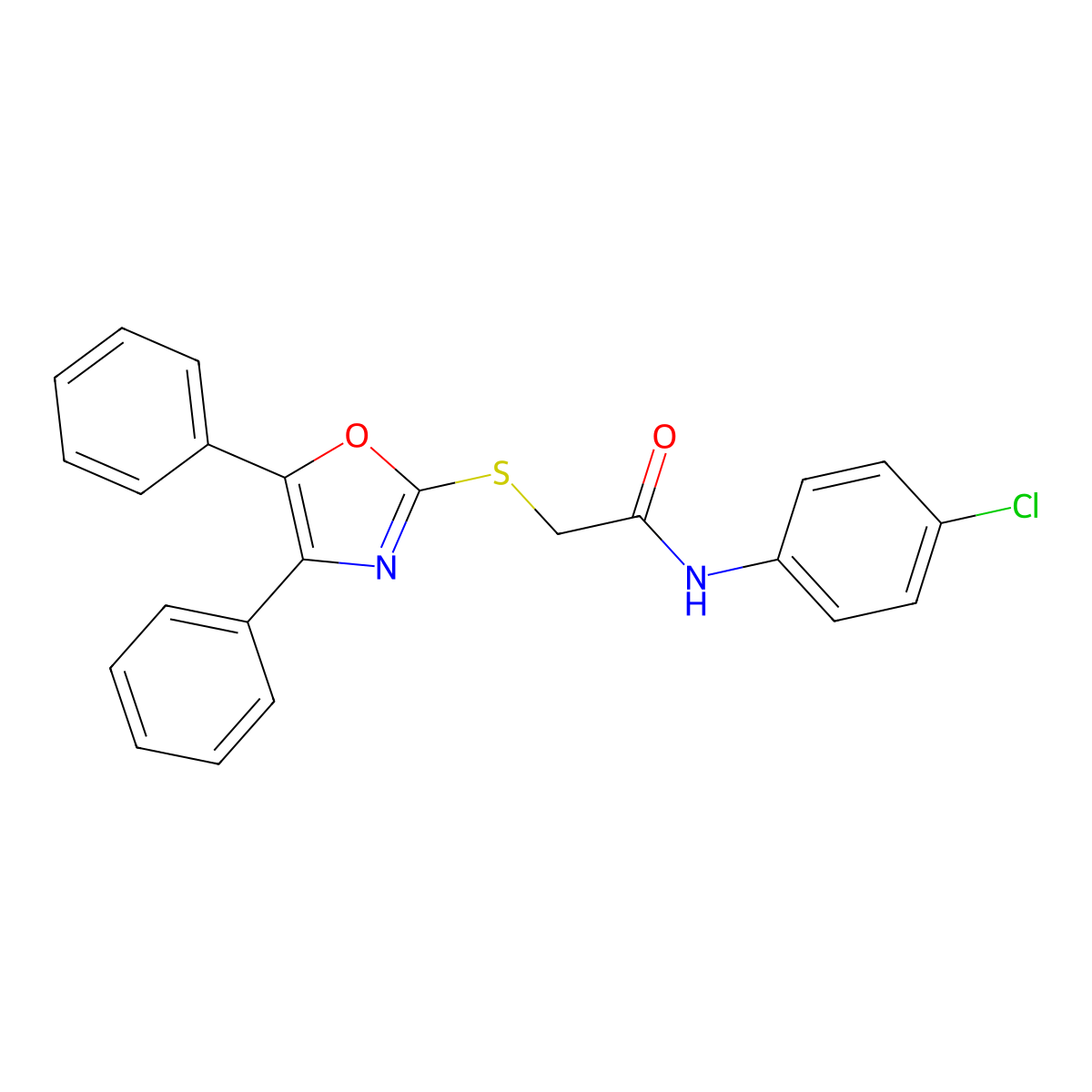 N-(4-chlorophenyl)-2-[(4,5-diphenyl-1,3-oxazol-2-yl)sulfanyl]acetamide molecular structure, CAS 337505-05-2