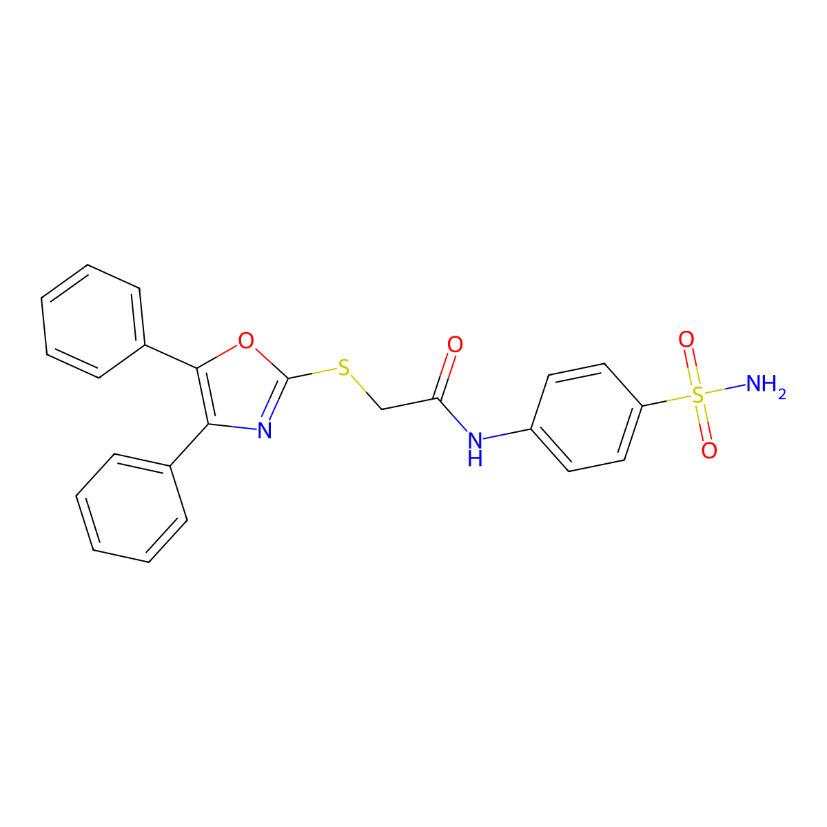 2-[(4,5-diphenyl-1,3-oxazol-2-yl)sulfanyl]-N-(4-sulfamoylphenyl)acetamide molecular structure, CAS 337505-08-5