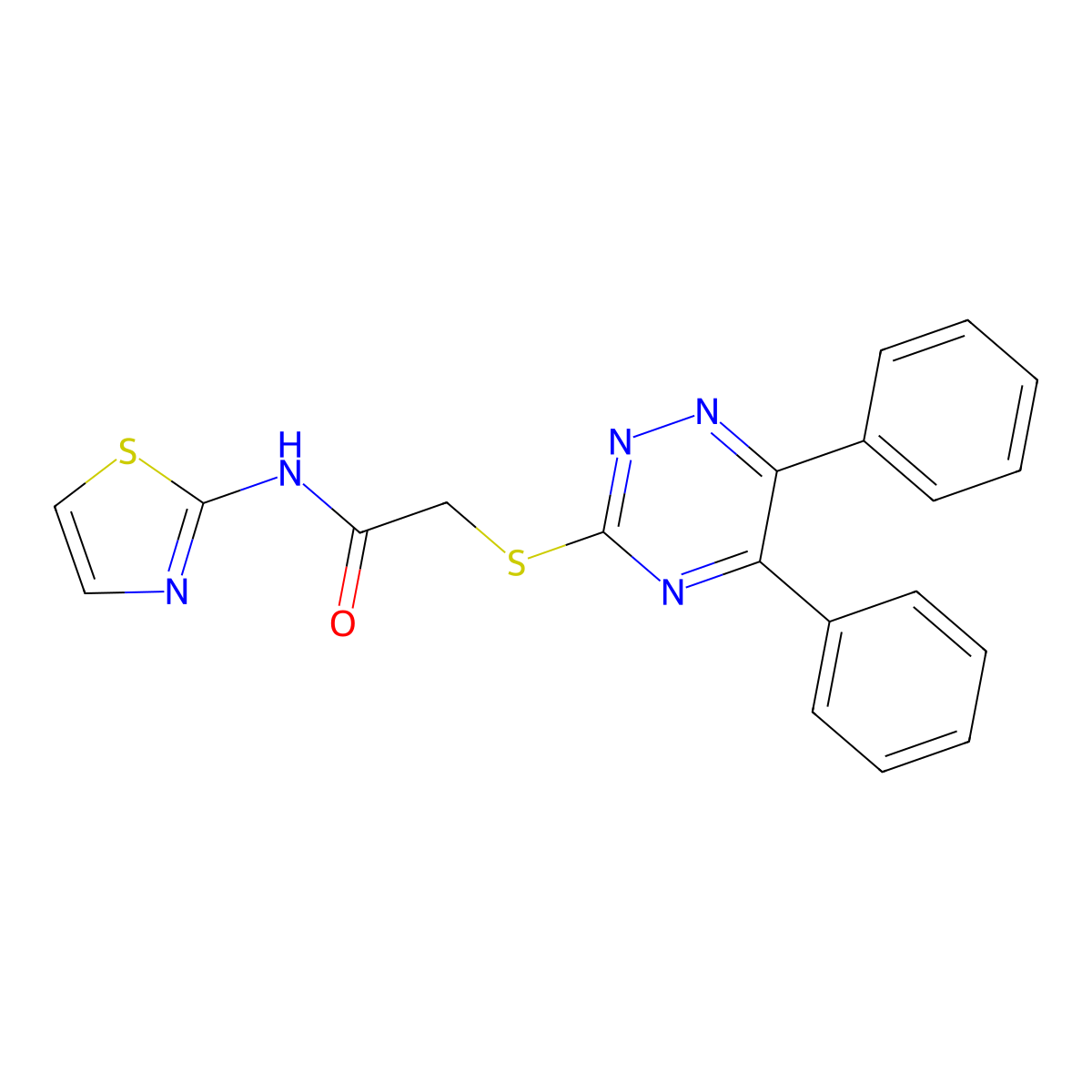 2-[(5,6-diphenyl-1,2,4-triazin-3-yl)sulfanyl]-N-(1,3-thiazol-2-yl)acetamide molecular structure, CAS 337505-19-8