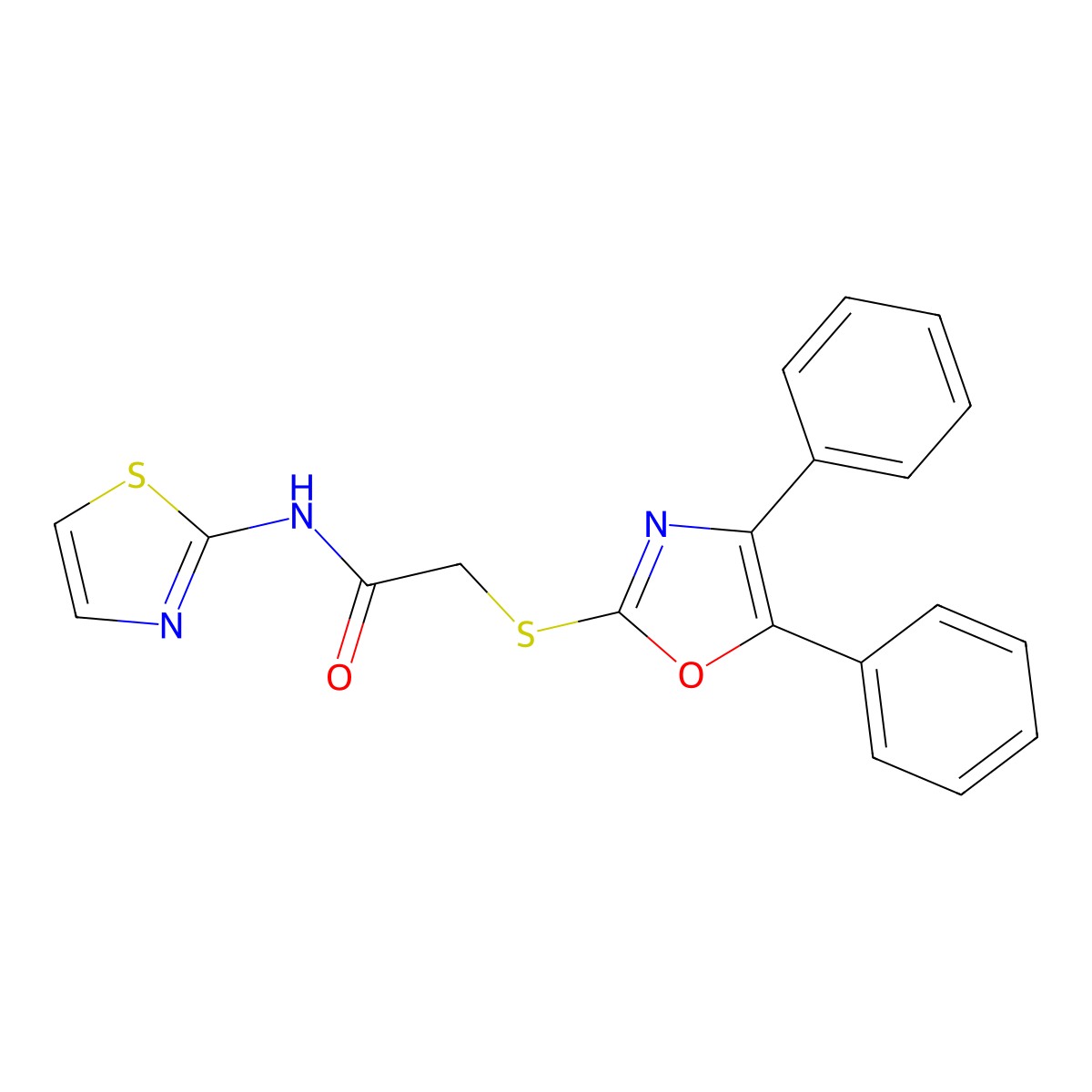 2-[(4,5-diphenyl-1,3-oxazol-2-yl)sulfanyl]-N-(1,3-thiazol-2-yl)acetamide molecular structure, CAS 337505-20-1