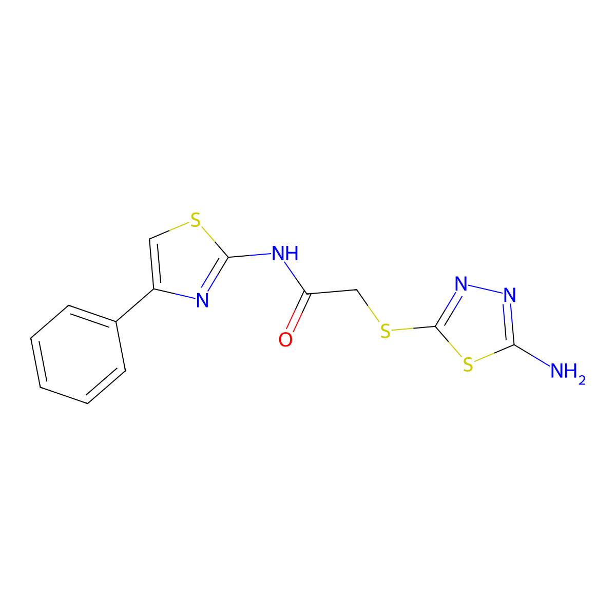 2-[(5-amino-1,3,4-thiadiazol-2-yl)sulfanyl]-N-(4-phenyl-1,3-thiazol-2-yl)acetamide molecular structure, CAS 337505-23-4