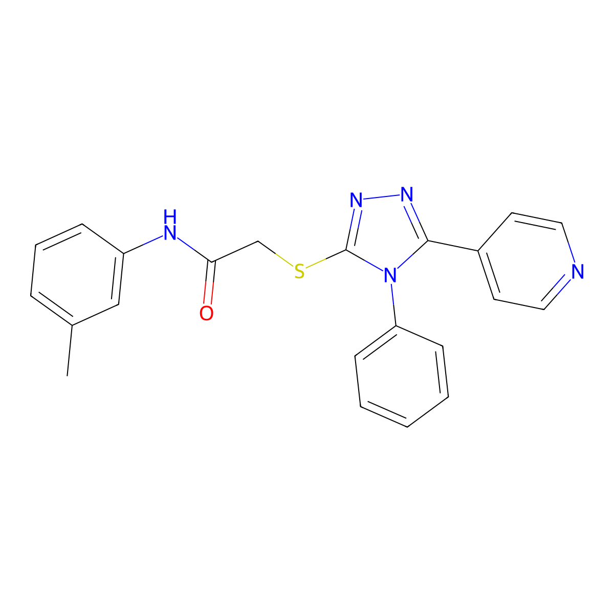 2-((4-Phenyl-5-(pyridin-4-yl)-4H-1,2,4-triazol-3-yl)thio)-N-(m-tolyl)acetamide molecular structure, CAS 337505-61-0