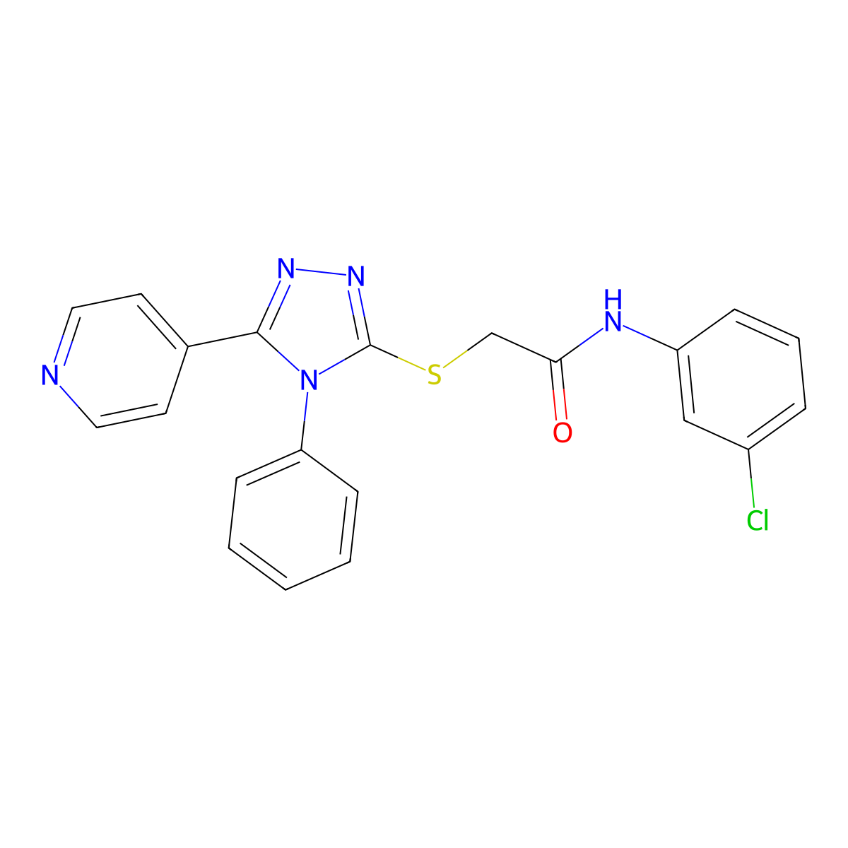 N-(3-chlorophenyl)-2-[(4-phenyl-5-pyridin-4-yl-1,2,4-triazol-3-yl)sulfanyl]acetamide molecular structure, CAS 337505-63-2