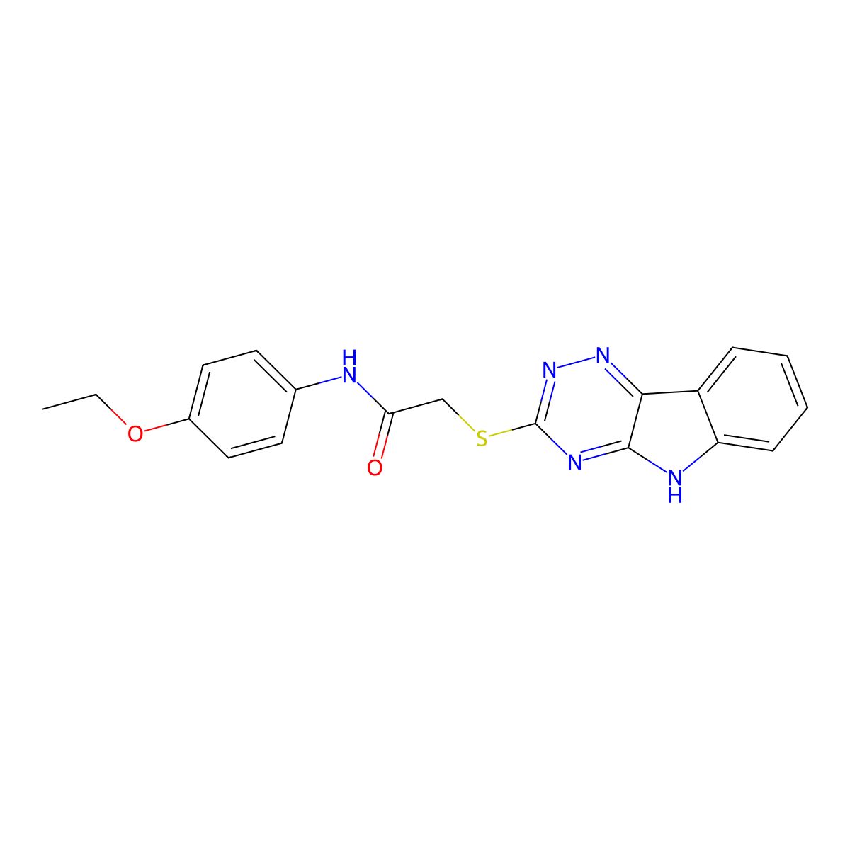 2-((5H-[1,2,4]Triazino[5,6-b]indol-3-yl)thio)-N-(4-ethoxyphenyl)acetamide molecular structure, CAS 337505-68-7