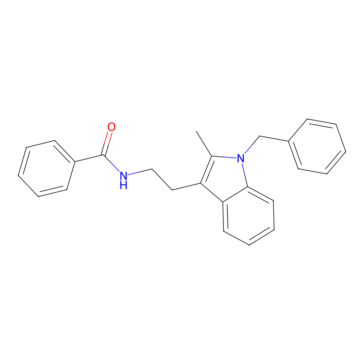 N-[2-(1-Benzyl-2-methyl-1H-indol-3-yl)-ethyl]-benzamide molecular structure, CAS 337506-28-2