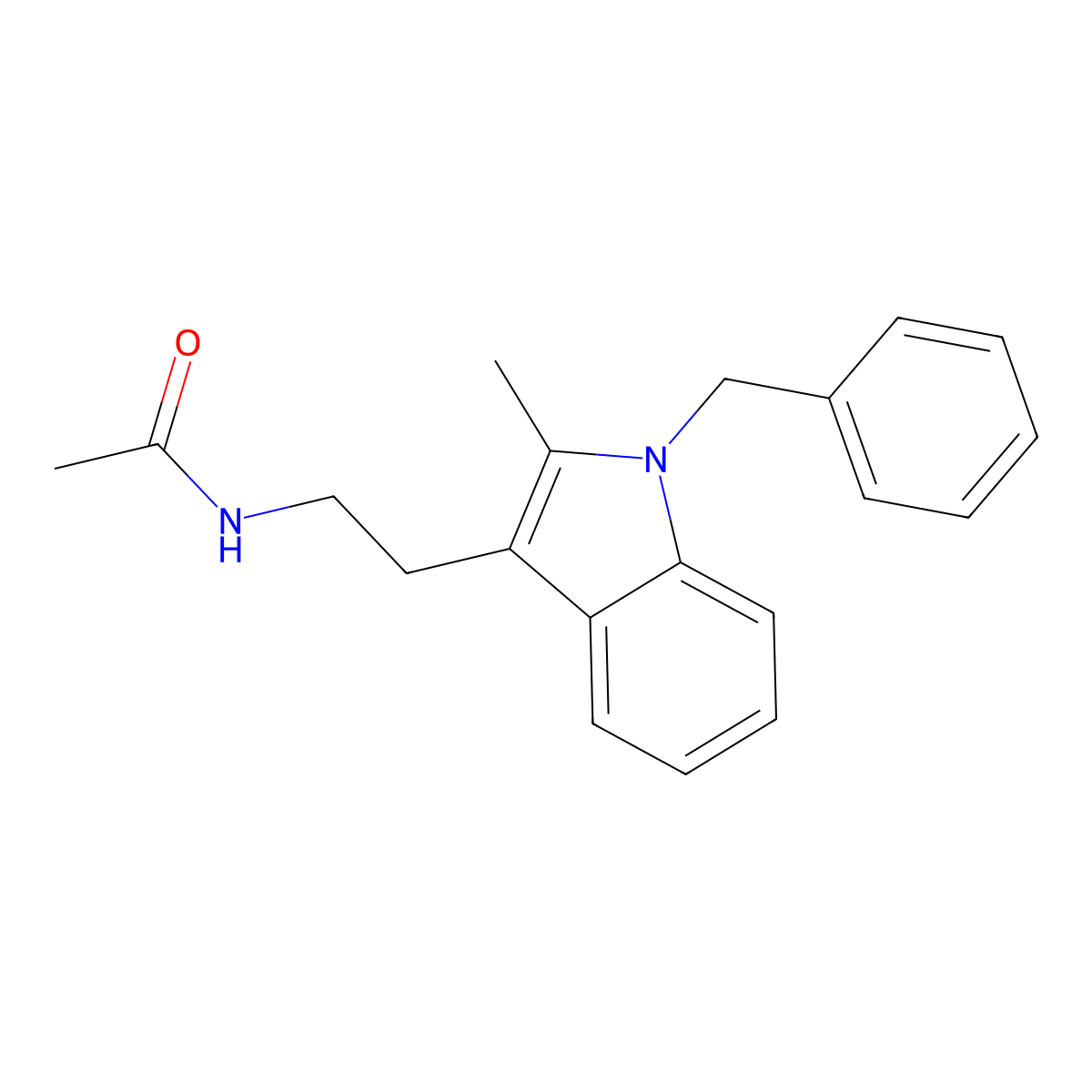 N-[2-(1-Benzyl-2-methyl-1H-indol-3-yl)-ethyl]-acetamide molecular structure, CAS 337506-29-3