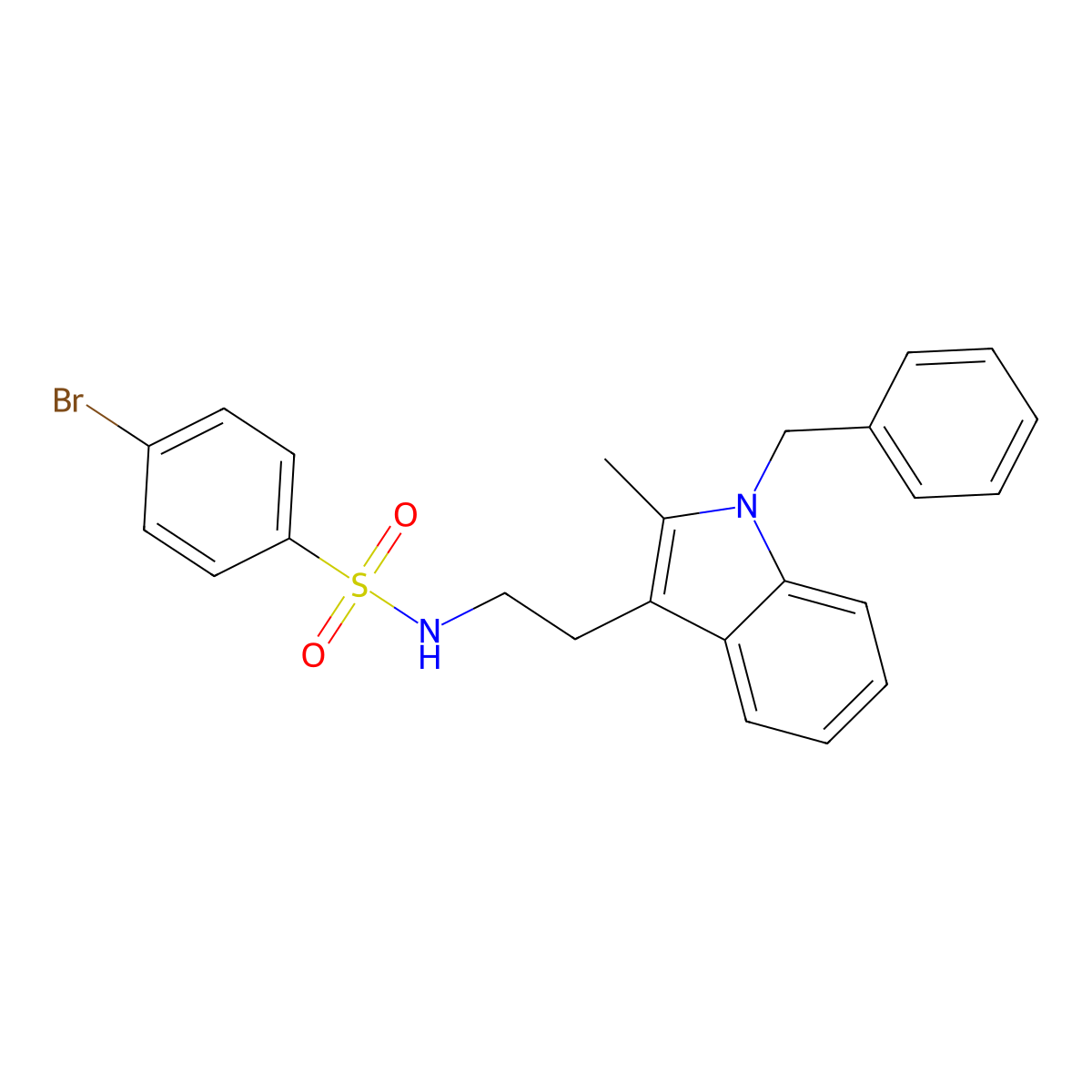 N-[2-(1-Benzyl-2-methyl-1H-indol-3-yl)-ethyl]-4-bromo-benzenesulfonamide molecular structure, CAS 337506-32-8