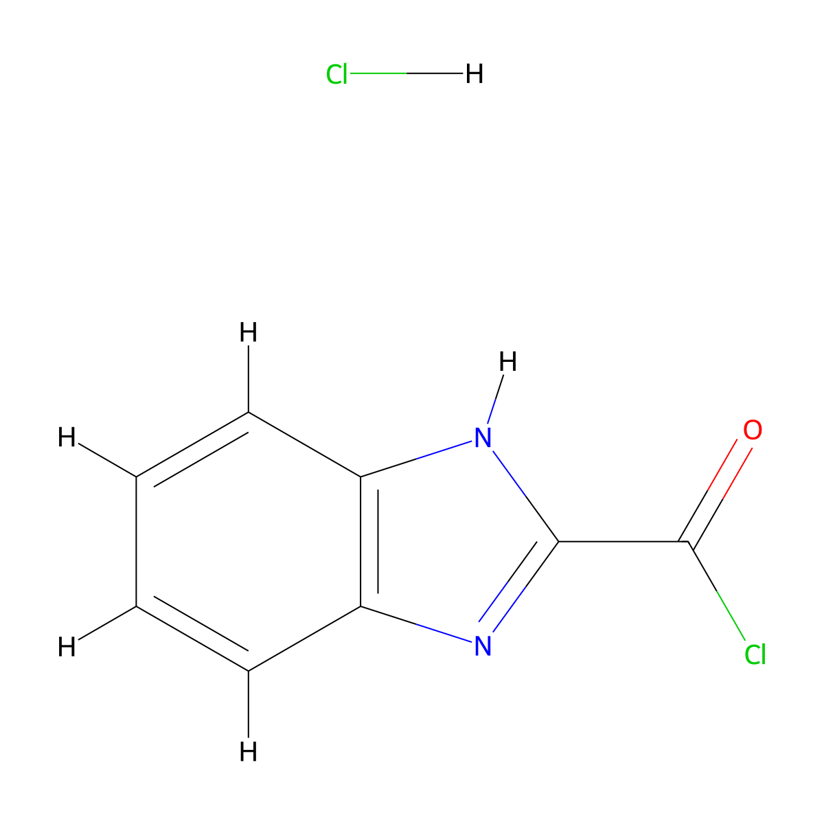 1H-benzimidazole-2-carbonyl chloride hydrochloride molecular structure, CAS 337508-58-4