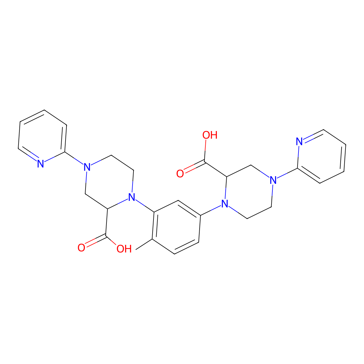 N,N-(2,4-Toluene)bis-4-(2-pyridinyl)-2-piperazinecarboxylic acid molecular structure, CAS 337511-96-3