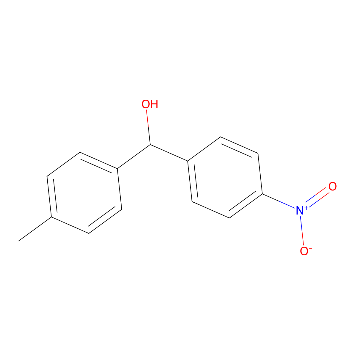 (4-Nitro-phenyl)-p-tolyl-methanol molecular structure, CAS 33757-37-8