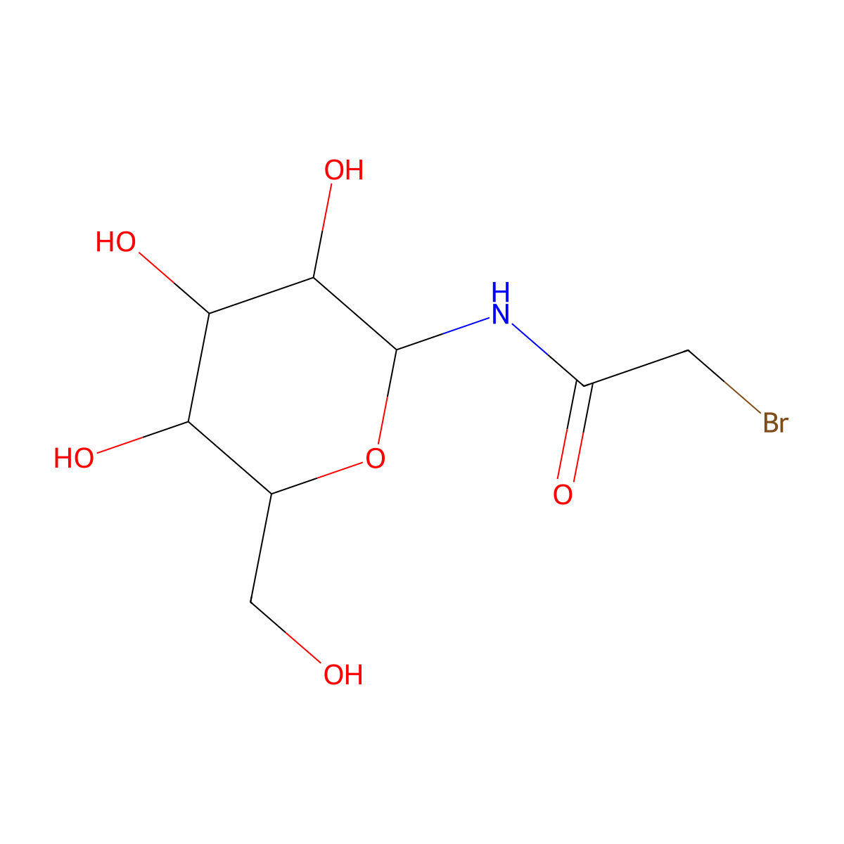 2-Bromo-N-(3,4,5-trihydroxy-6-hydroxymethyl-tetrahydro-pyran-2-yl)-acetamide molecular structure, CAS 33758-19-9