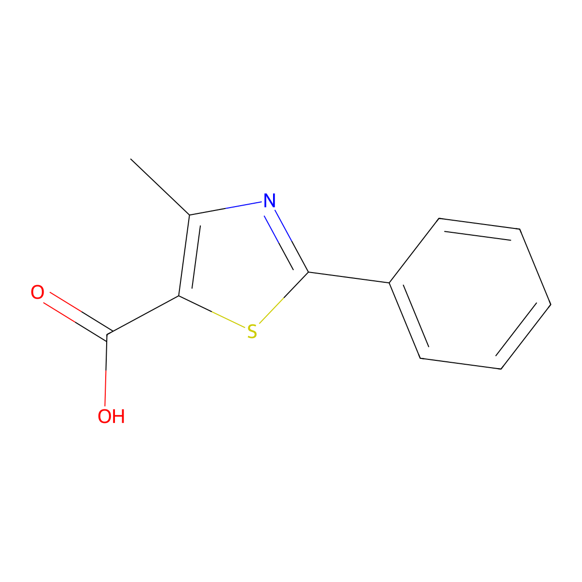 4-Methyl-2-phenyl-thiazole-5-carboxylic acid molecular structure, CAS 33763-20-1